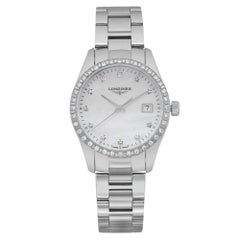 Longines Conquest 34mm Steel MOP Diamond Dial Quartz Ladies Watch L2.386.0.87.6