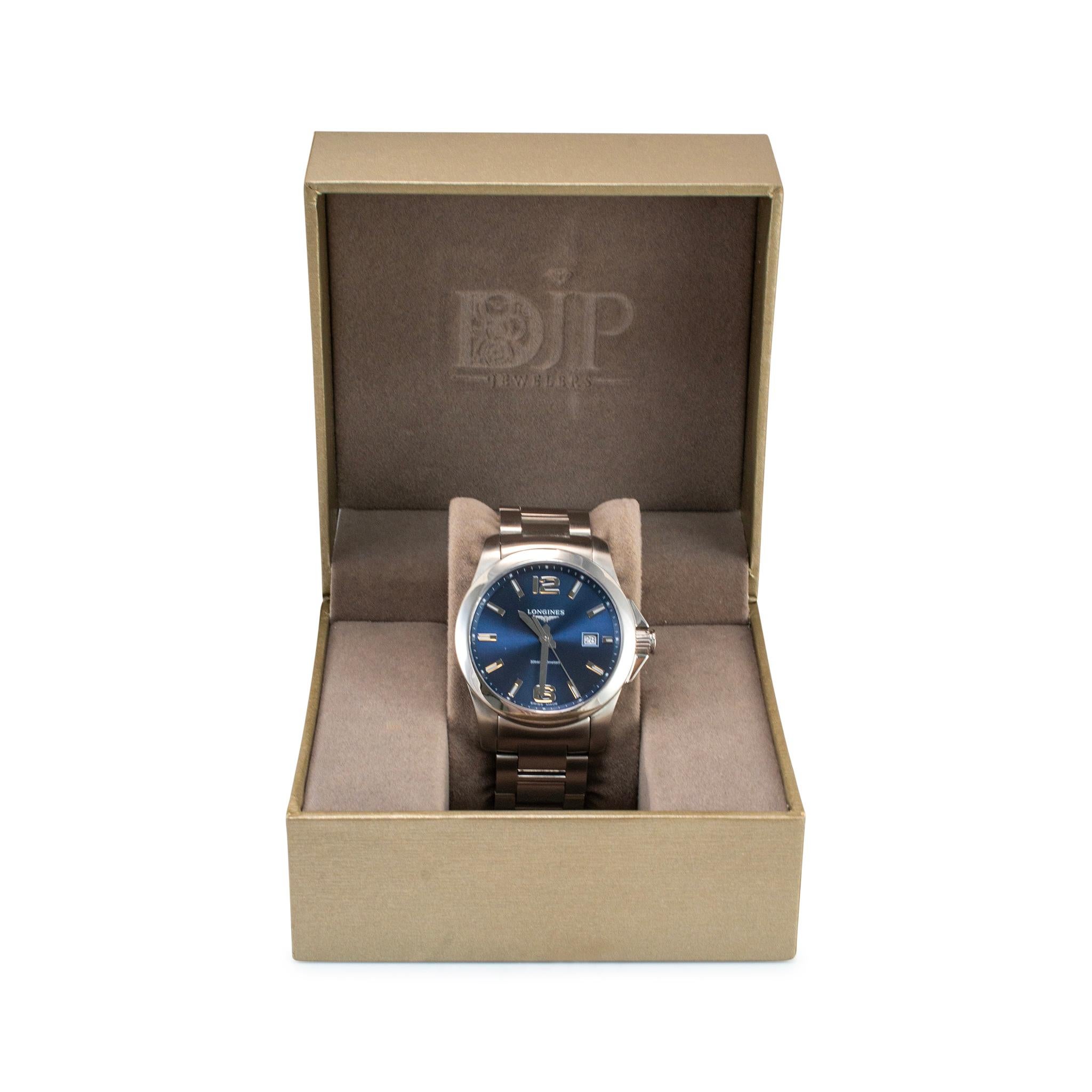 Reloj Longines Conquest 41MM L3.759.4 Esfera azul 300M Cuarzo Acero inoxidable en venta 3