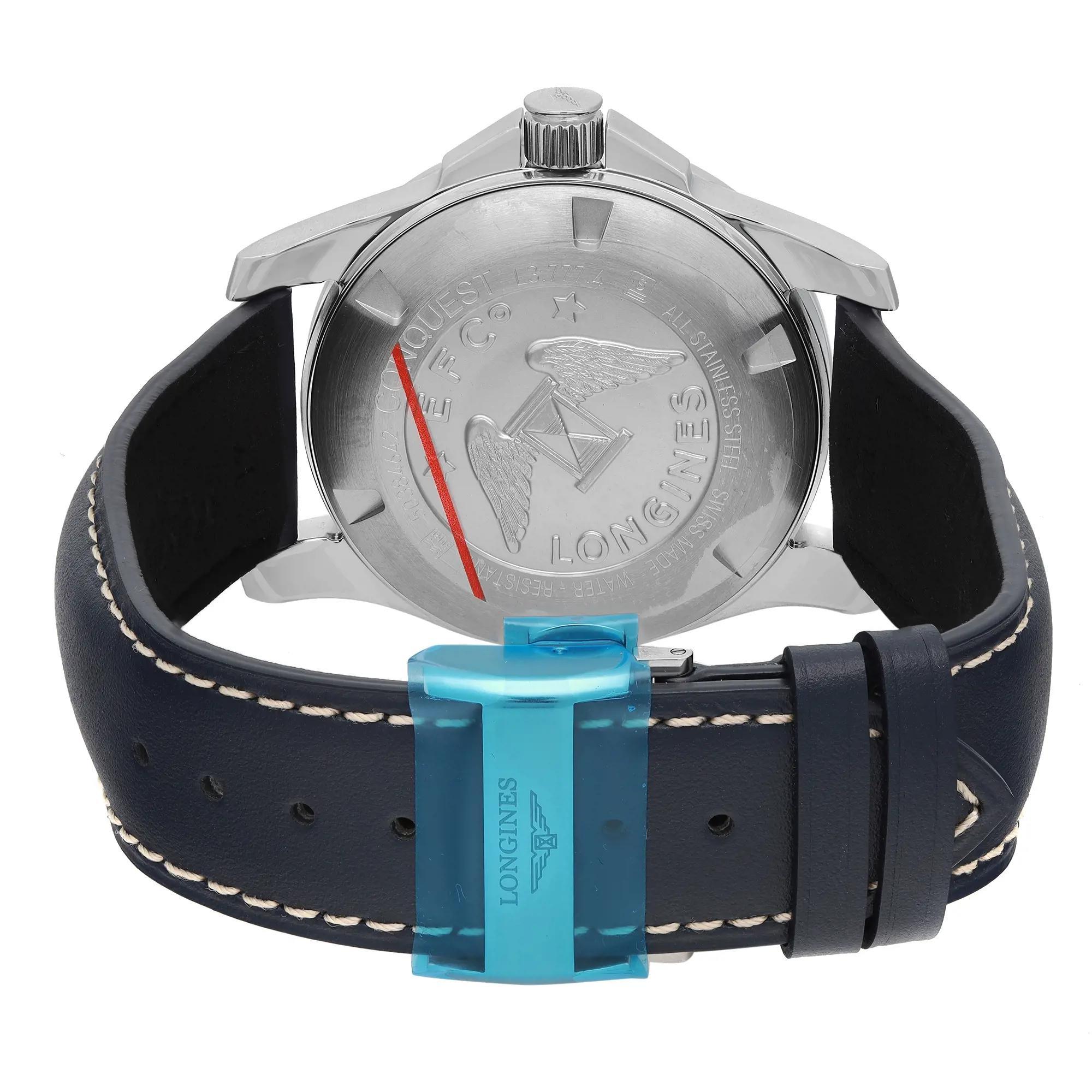 Longines Conquest Steel Date Blue Dial Automatic Mens Watch L3.777.4.99.7 In New Condition In New York, NY