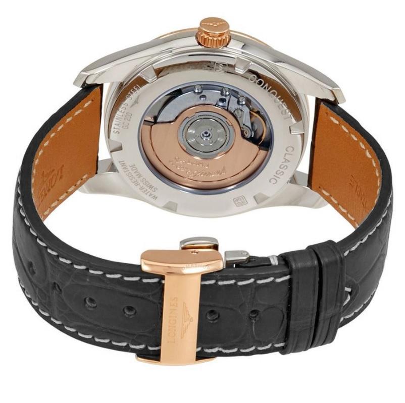 Swiss Made
Black Dial
Arabic Numeral & Index Hour Markers
Second / Minute Track
Rose Gold Hands & Markers
Polished Solid 18k Rose Gold Bezel
Date Window Displayed at 3 O'clock
42 Hour Power Reserve
Self-winding Automatic Movement
Caliber