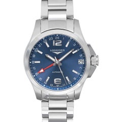 Longines Conquest GMT 41mm Steel Blue Dial Automatic Mens Watch L3.687.4.99.6