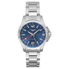 Used Longines Conquest GMT 41mm Steel Blue Dial Automatic Mens Watch L3.687.4.99.6