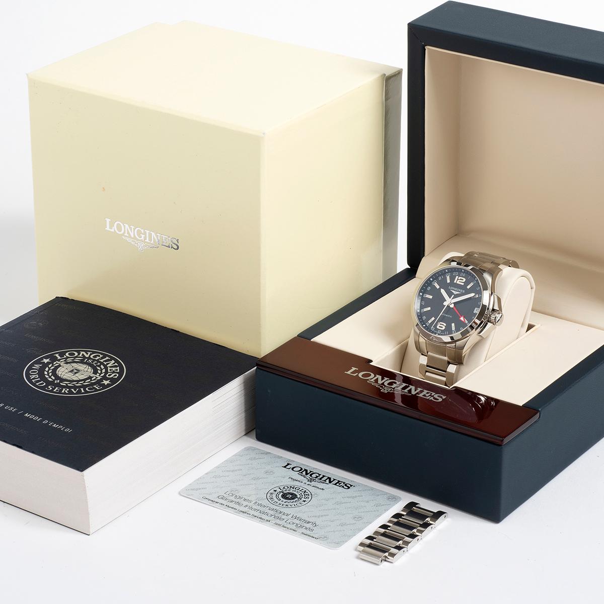 Longines Conquest GMT Rare Ref (L36874566). Movimiento automático, caja de 41 mm, juego completo. 1
