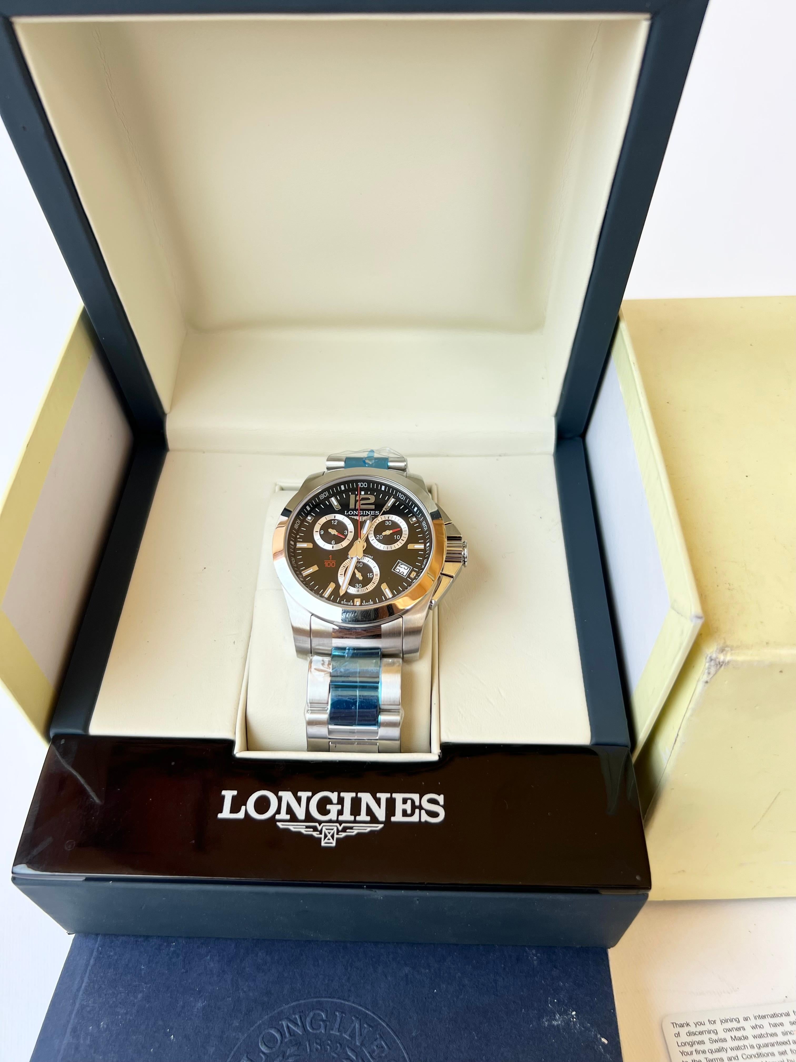 Longines Conquest L3.700.4 Chronograph Datum Divers Uhr sale Full Set 6