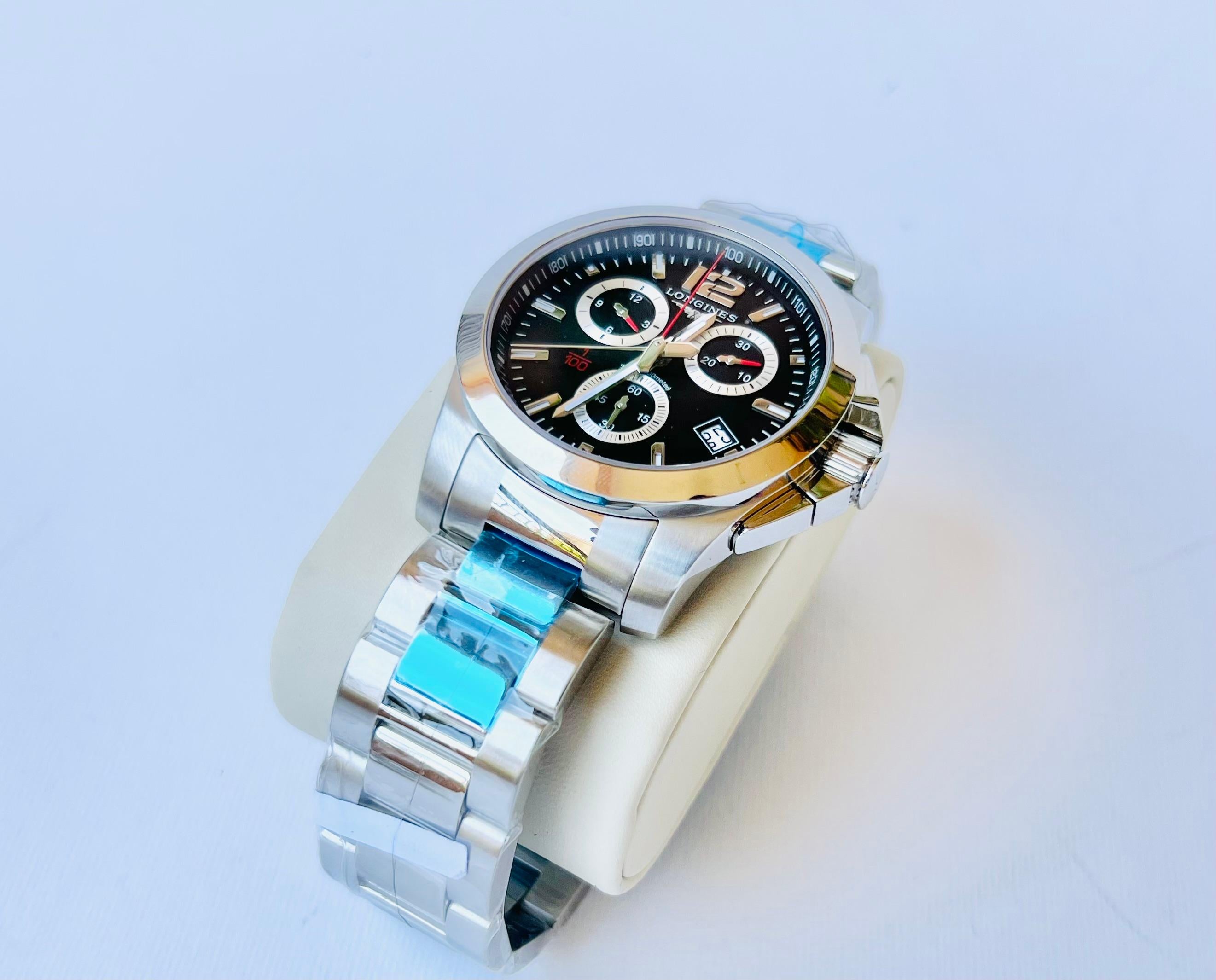Longines Conquest L3.700.4 Chronograph Datum Divers Uhr sale Full Set 9
