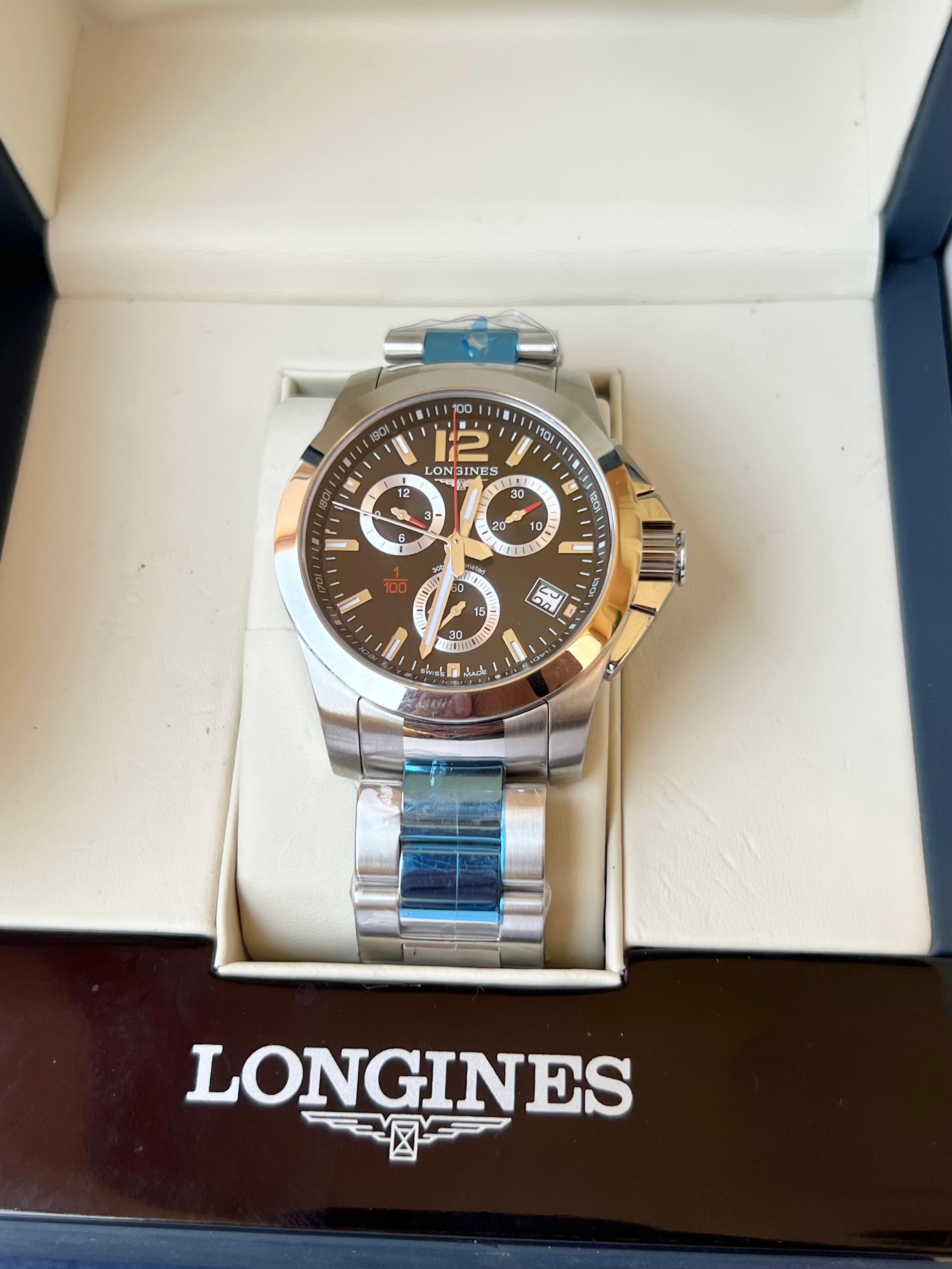 Longines Conquest L3.700.4 Chronograph Datum Divers Uhr sale Full Set 13