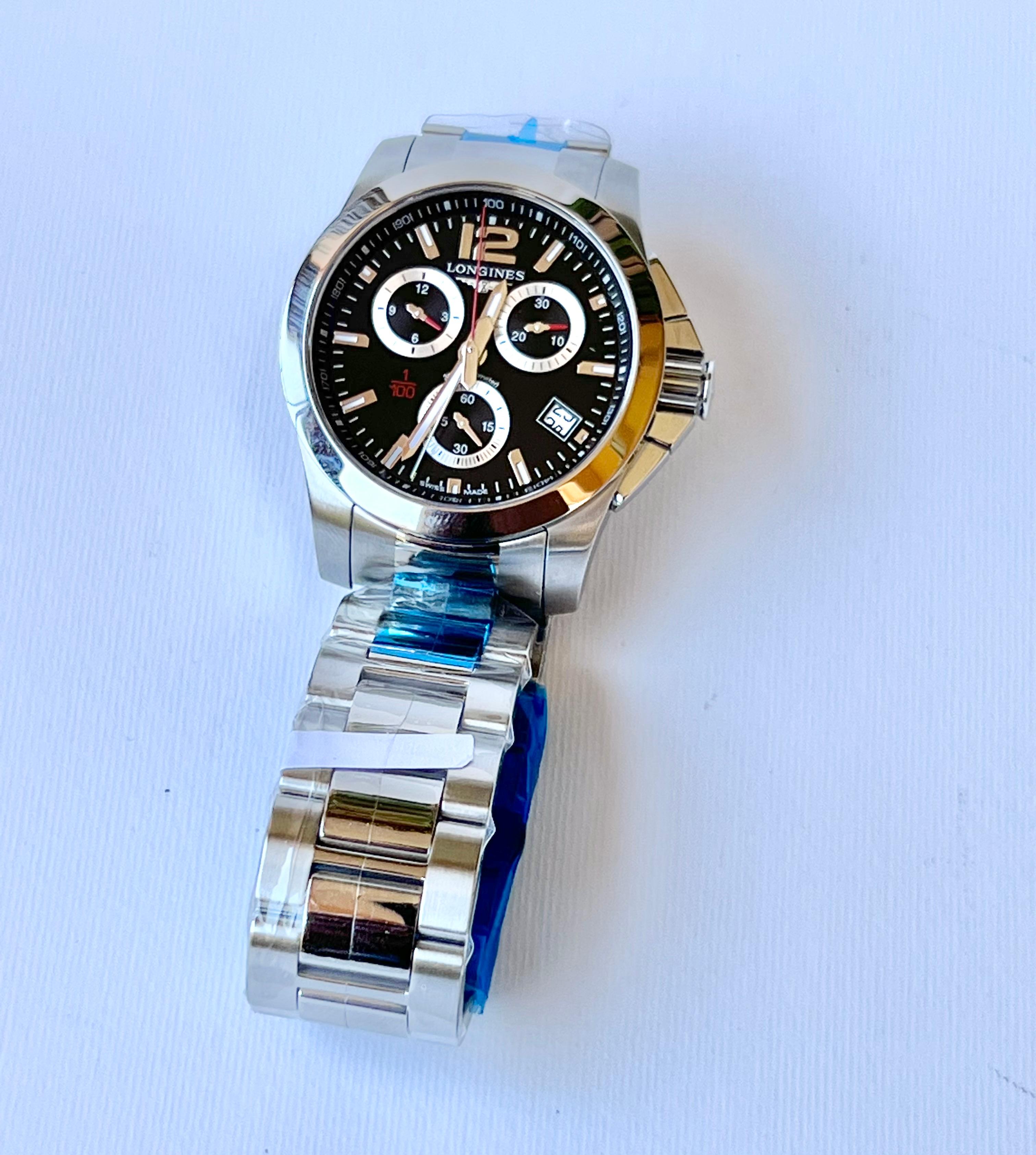 Longines Conquest L3.700.4 Chronograph Datum Divers Uhr sale Full Set 5
