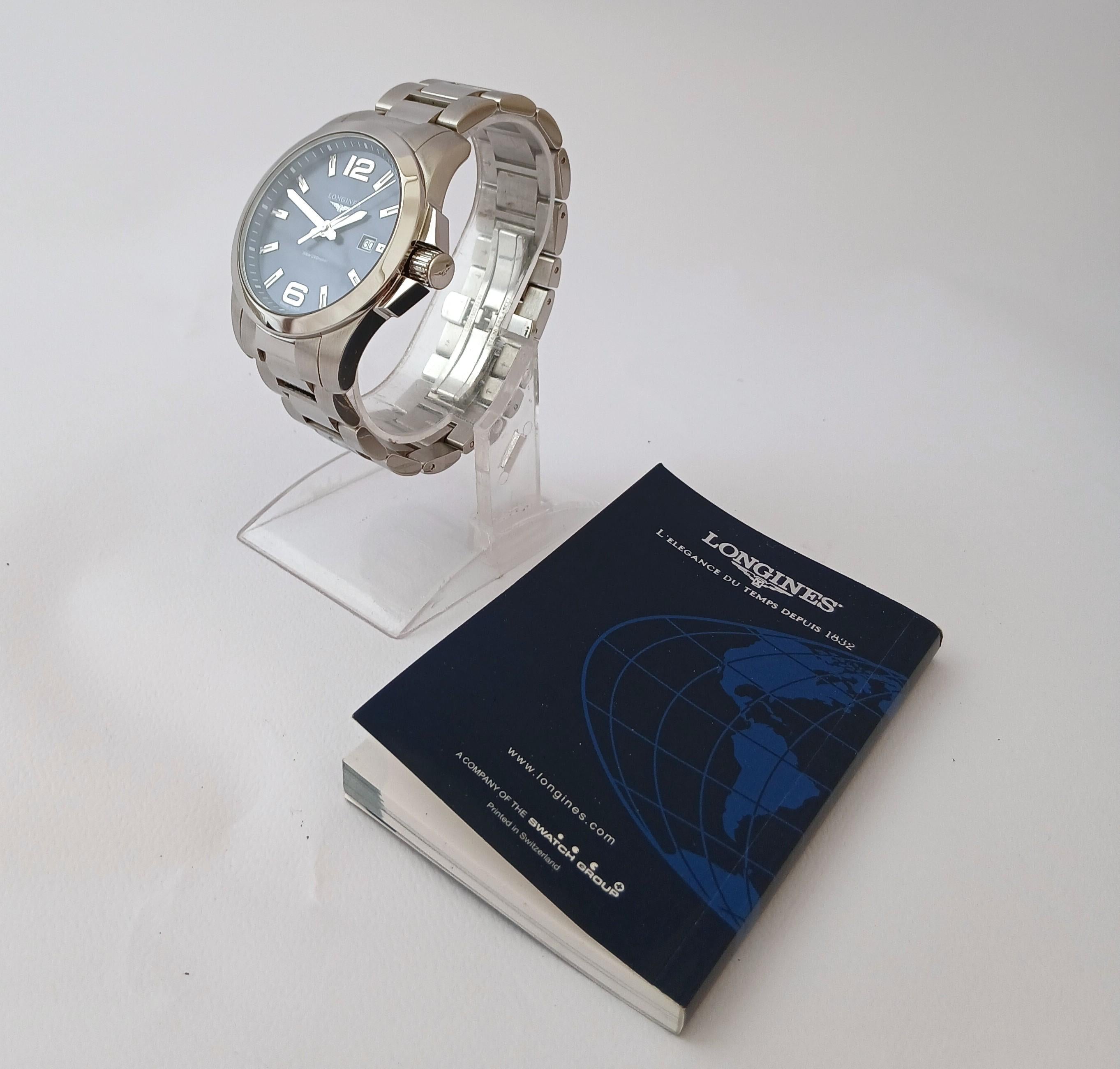 Reloj de caballero Longines Conquest L3.760.4 Esfera azul 43mm Acero en Bueno estado para la venta en Toronto, CA