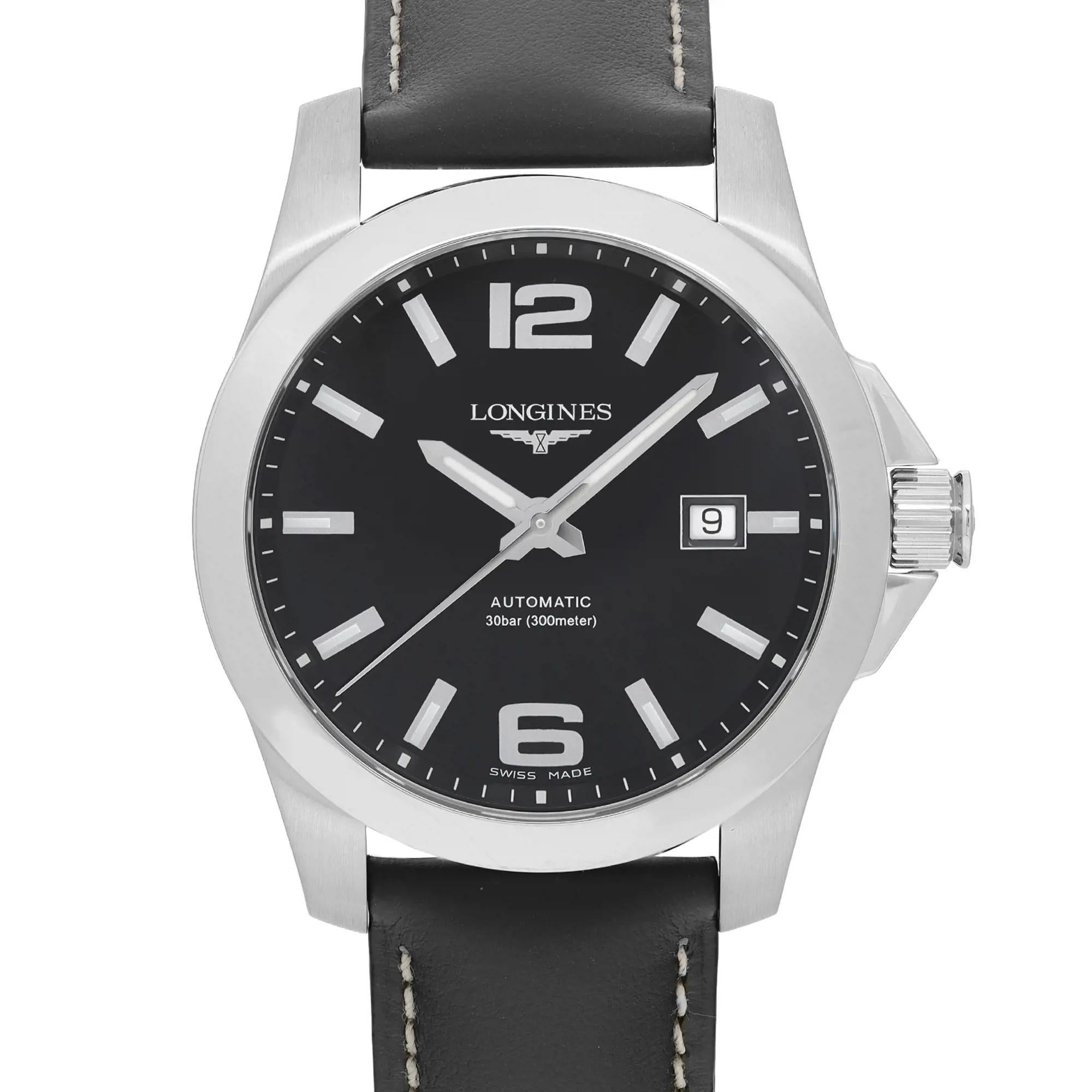 Men's Longines Conquest Steel Black Dial Automatic Mens Watch L3.777.4.58.0