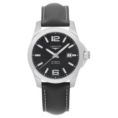 Longines Conquest Stahl Automatik-Herrenuhr mit schwarzem Zifferblatt L3.777.4.58.0