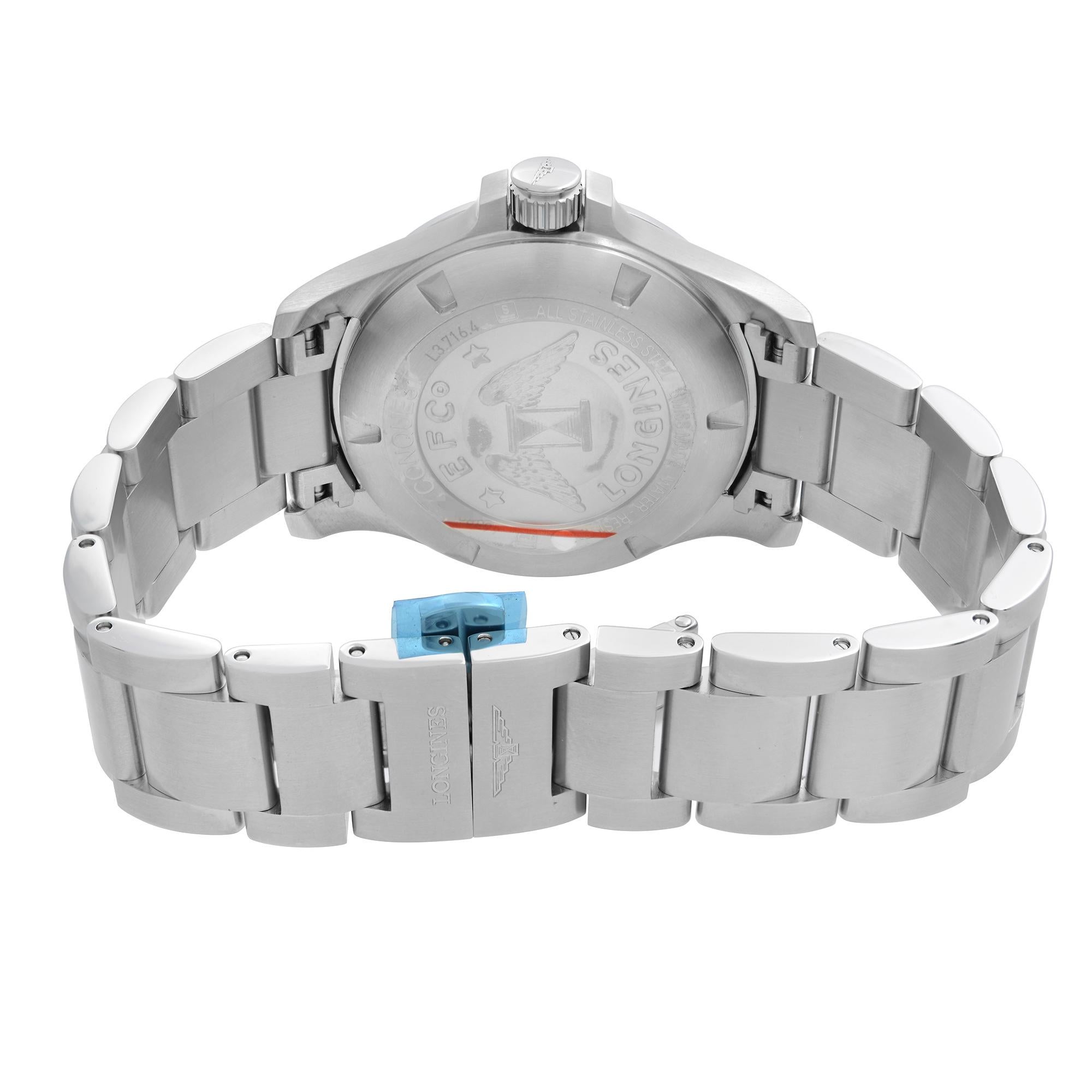 Longines Conquest V.H.P. 41mm Steel Silver Dial Mens Quartz Watch L3.716.4.76.6 In New Condition In New York, NY