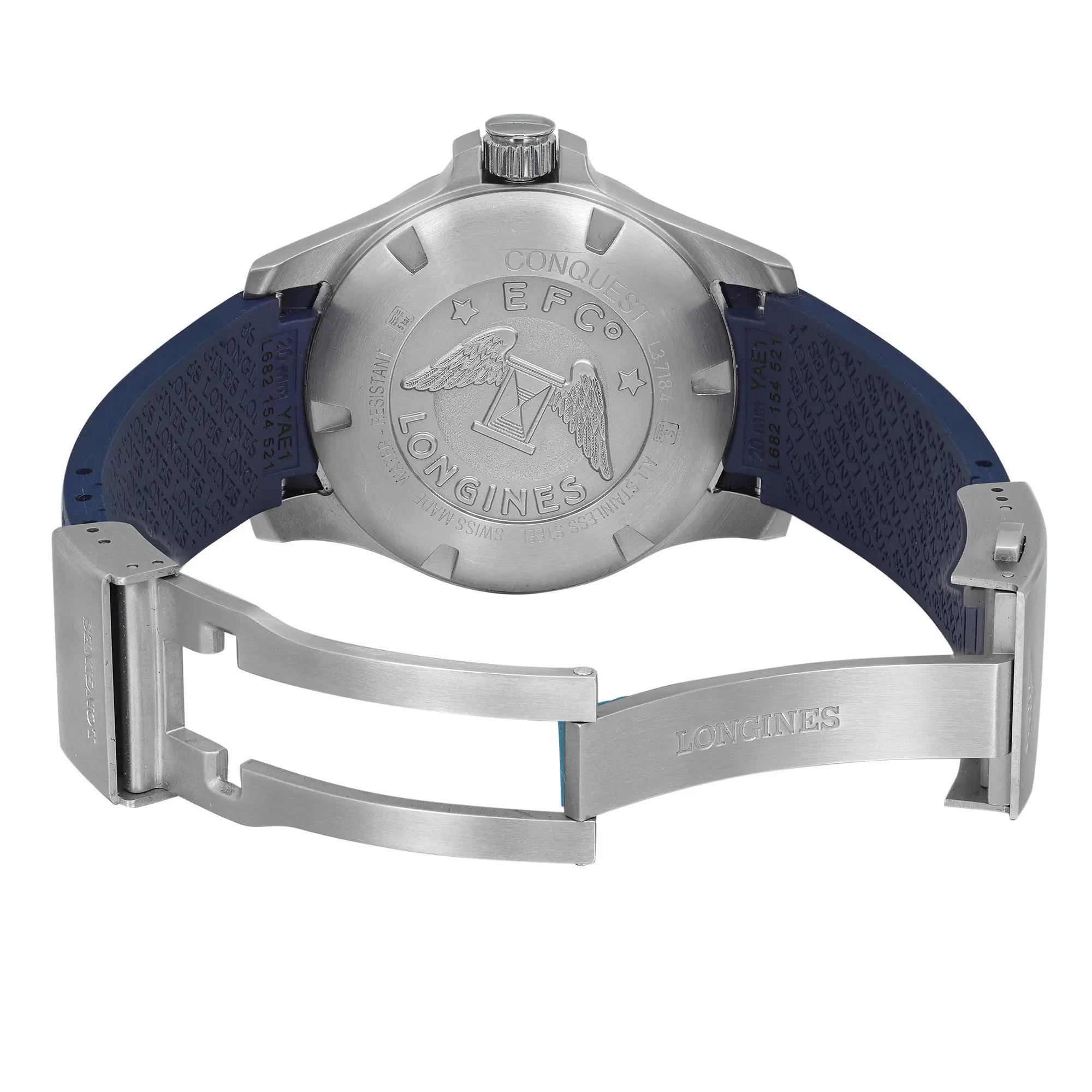Longines Conquest V.H.P. GMT 41mm Steel Blue Dial Quartz Men Watch L3.718.4.96.9 2