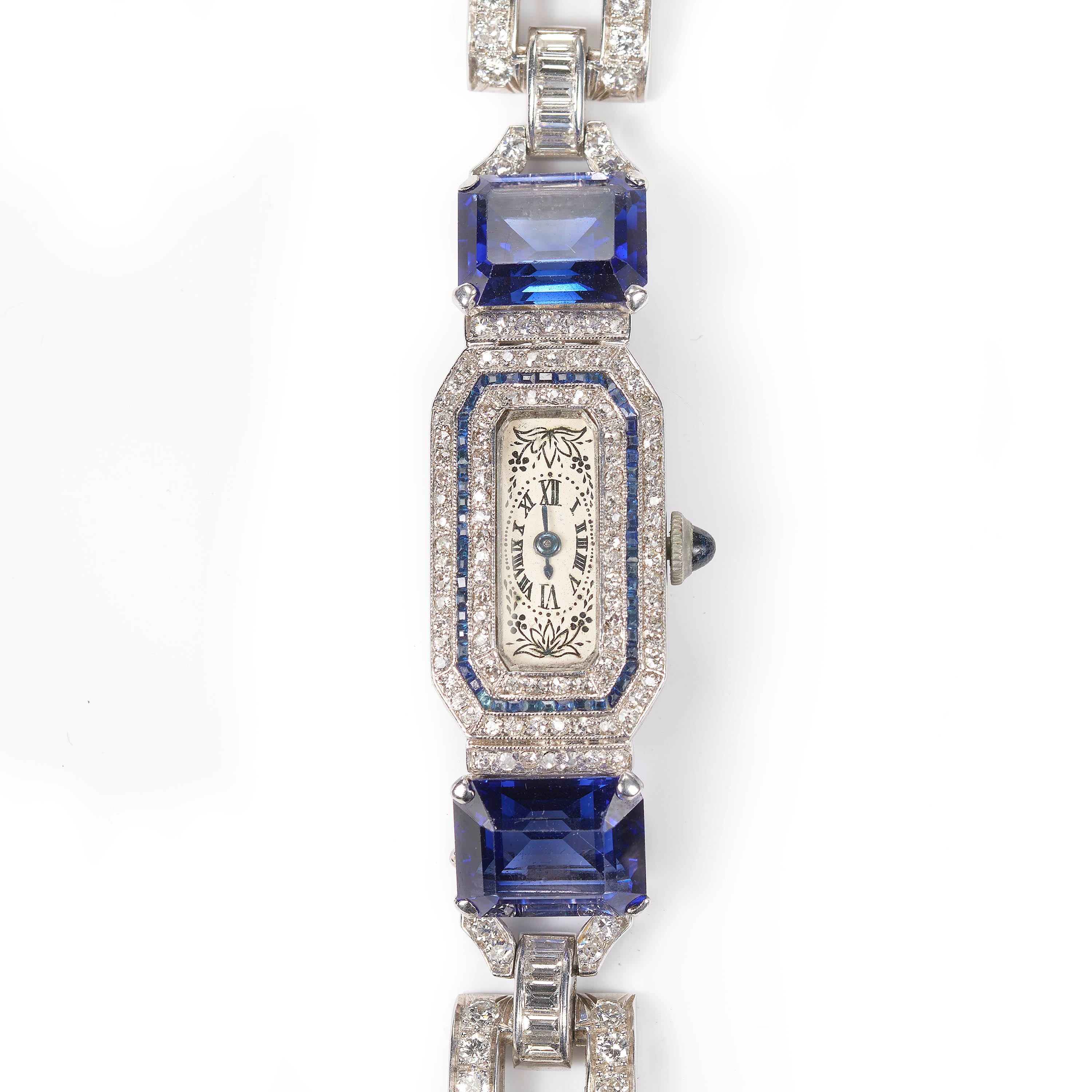 Longines Diamant-Cocktail-Armbanduhr, um 1950 (Art déco) im Angebot