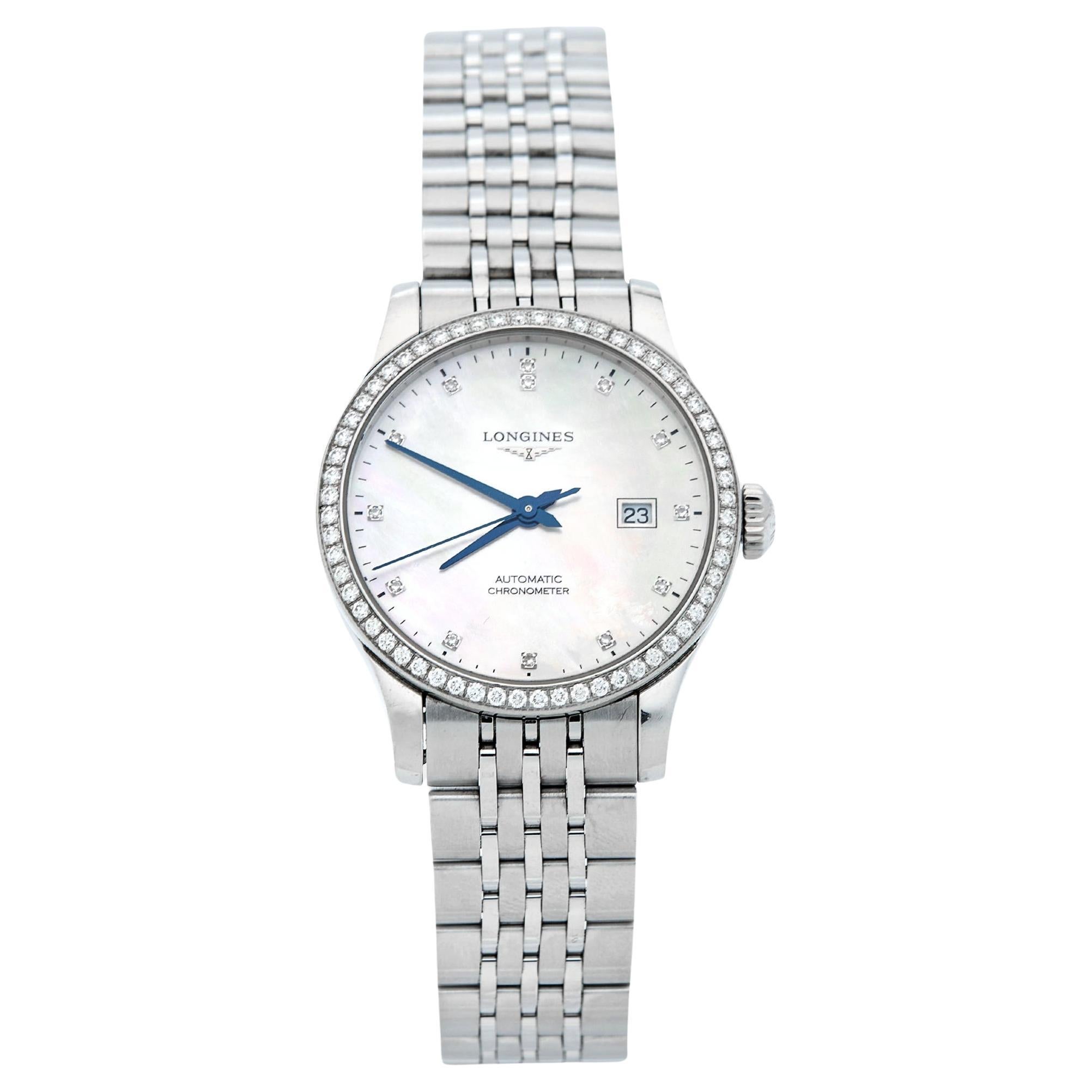 Longines Diamond Stainless Steel Record L23210876 Women's Wristwatch