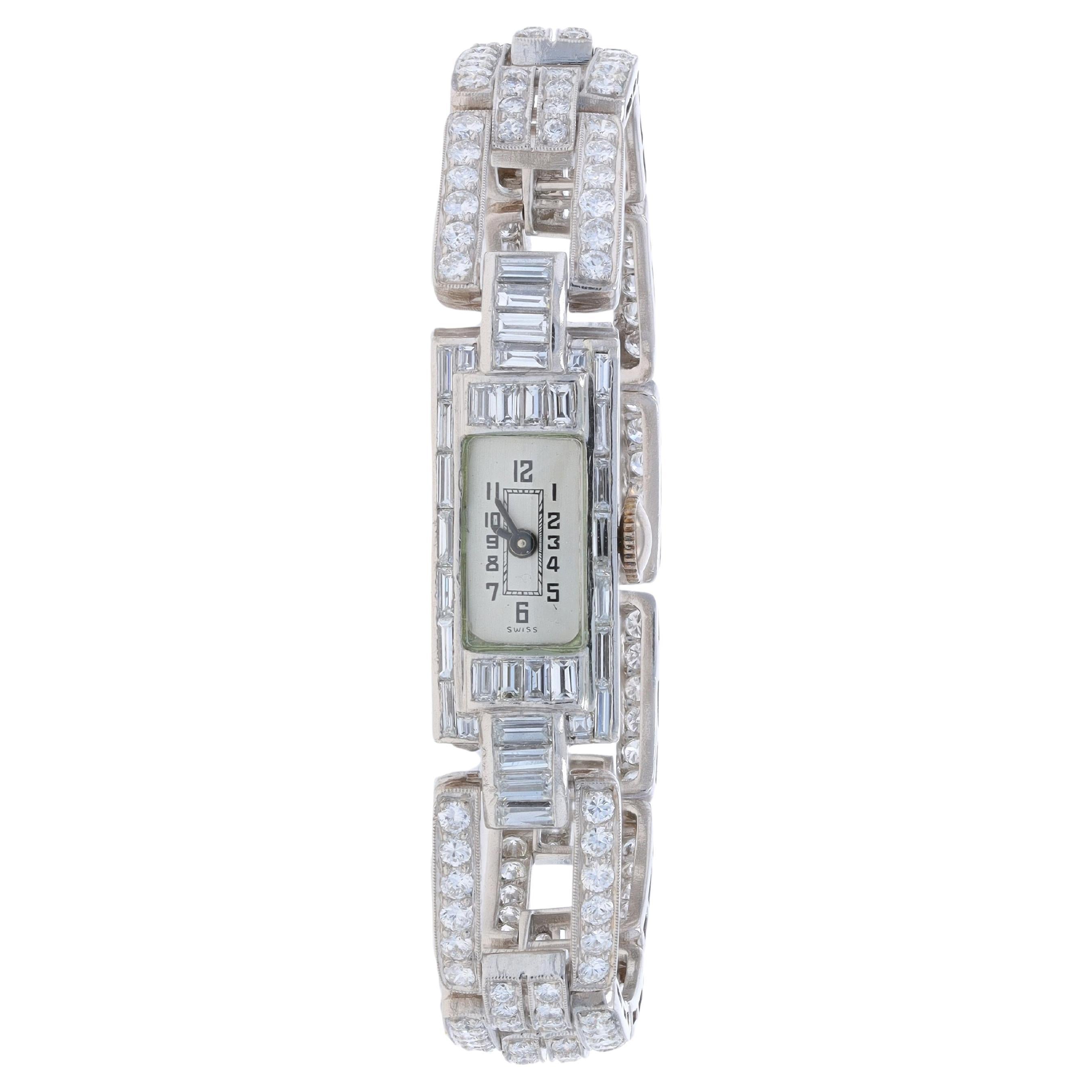 Longines Diamond Vintage Ladies Wristwatch - Platinum 6.50ctw One Year Warranty For Sale