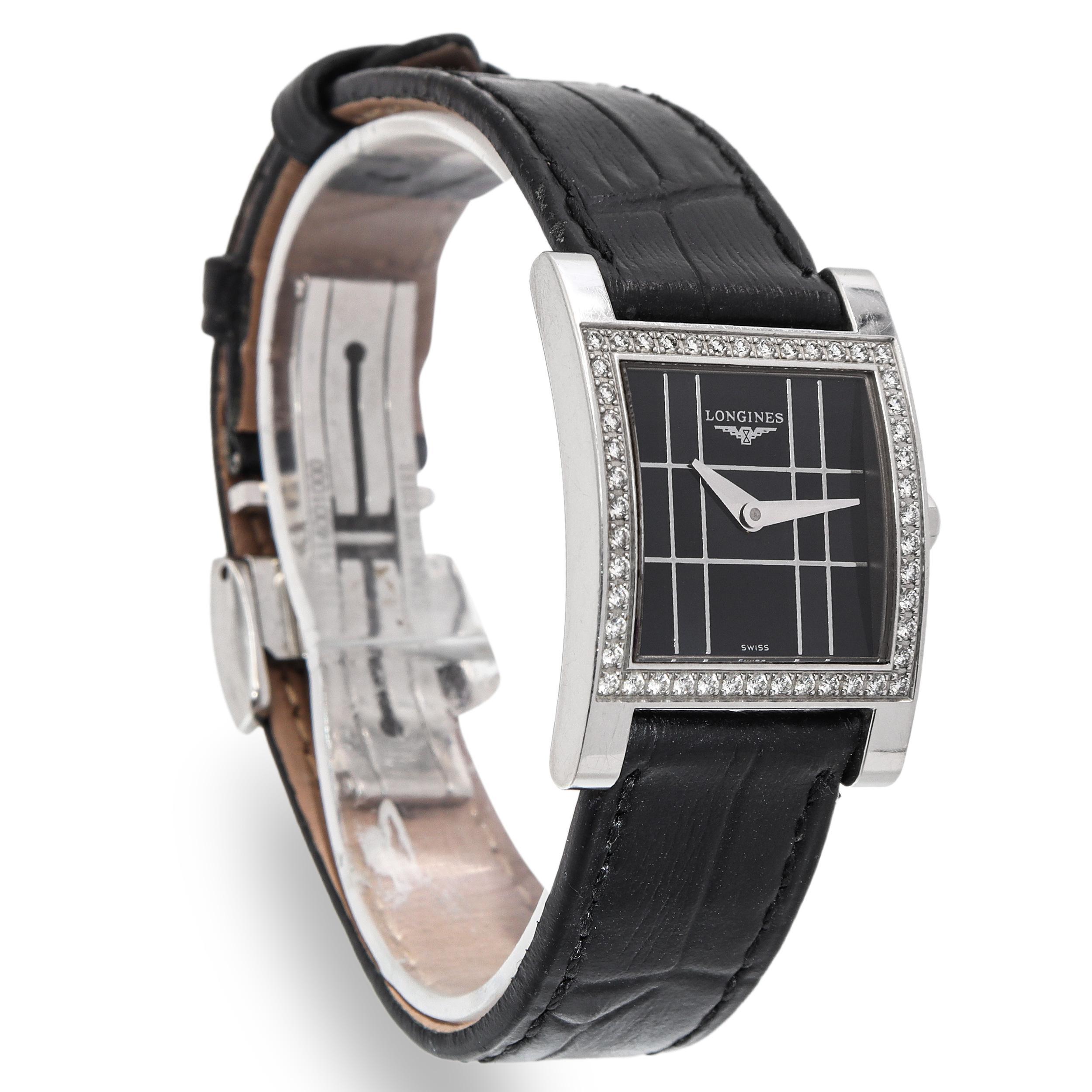 Longines Dolce Vita Diamant Lünette Schwarzes Zifferblatt Quarz Damenuhr im Zustand „Gut“ im Angebot in New York, NY