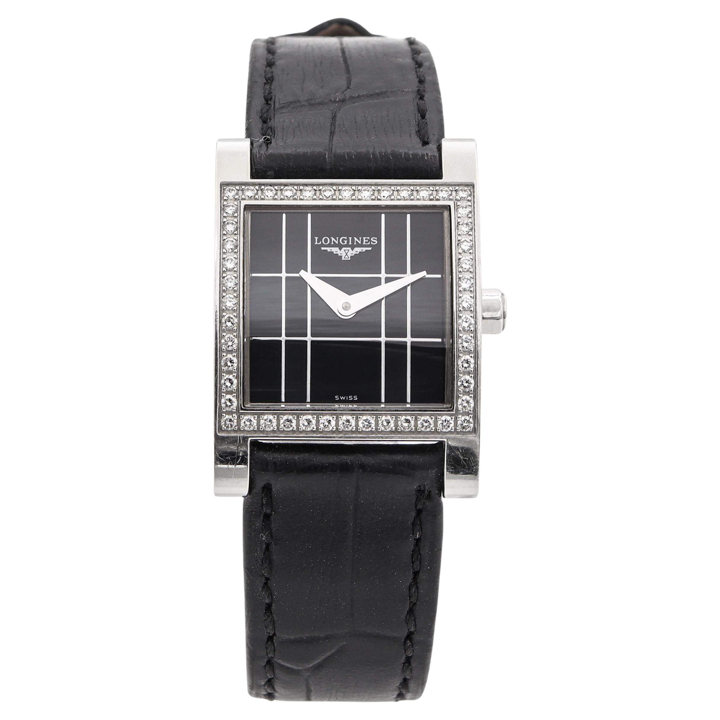 Longines Dolce Vita Lunetta con diamanti Quadrante nero Orologio da donna al quarzo