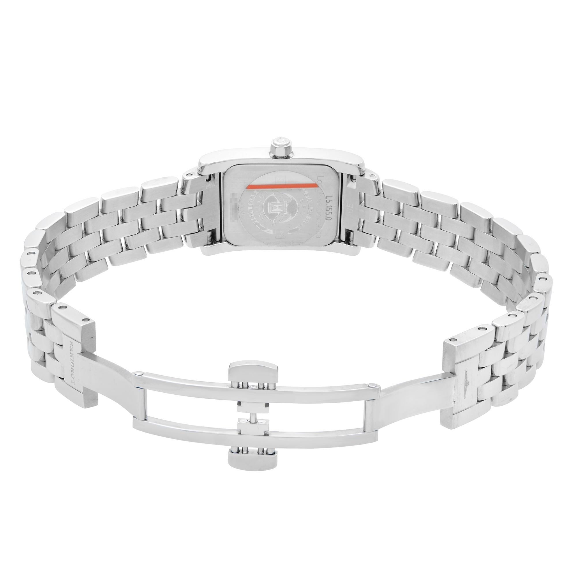 Longines Dolce Vita Diamond Bezel White Dial Quartz Ladies Watch L5.155.0.16.6 In Excellent Condition In New York, NY