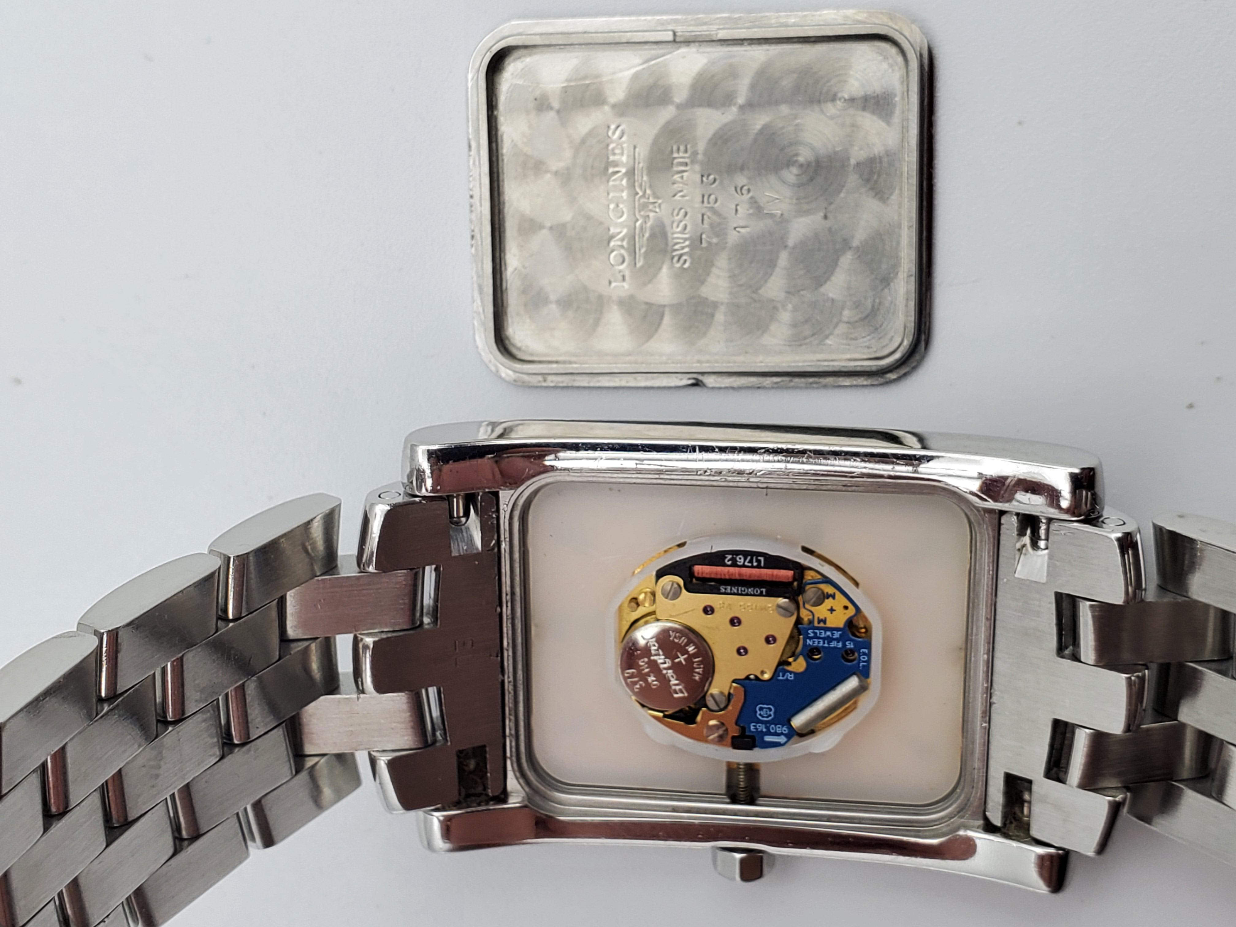 Longines Dolce Vita Tank Watch, Quartz, Model 7753, Stainless Steel, Like In Good Condition For Sale In Rancho Santa Fe, CA