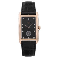 Longines Dolcevita 18K Gold Diamond Black Dial Quartz Ladies Watch L5.512.8.57.0