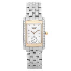 Longines Montre DolceVita en acier avec lunette et cadran blanc et diamants, pour femmes L5.502.5.29,6