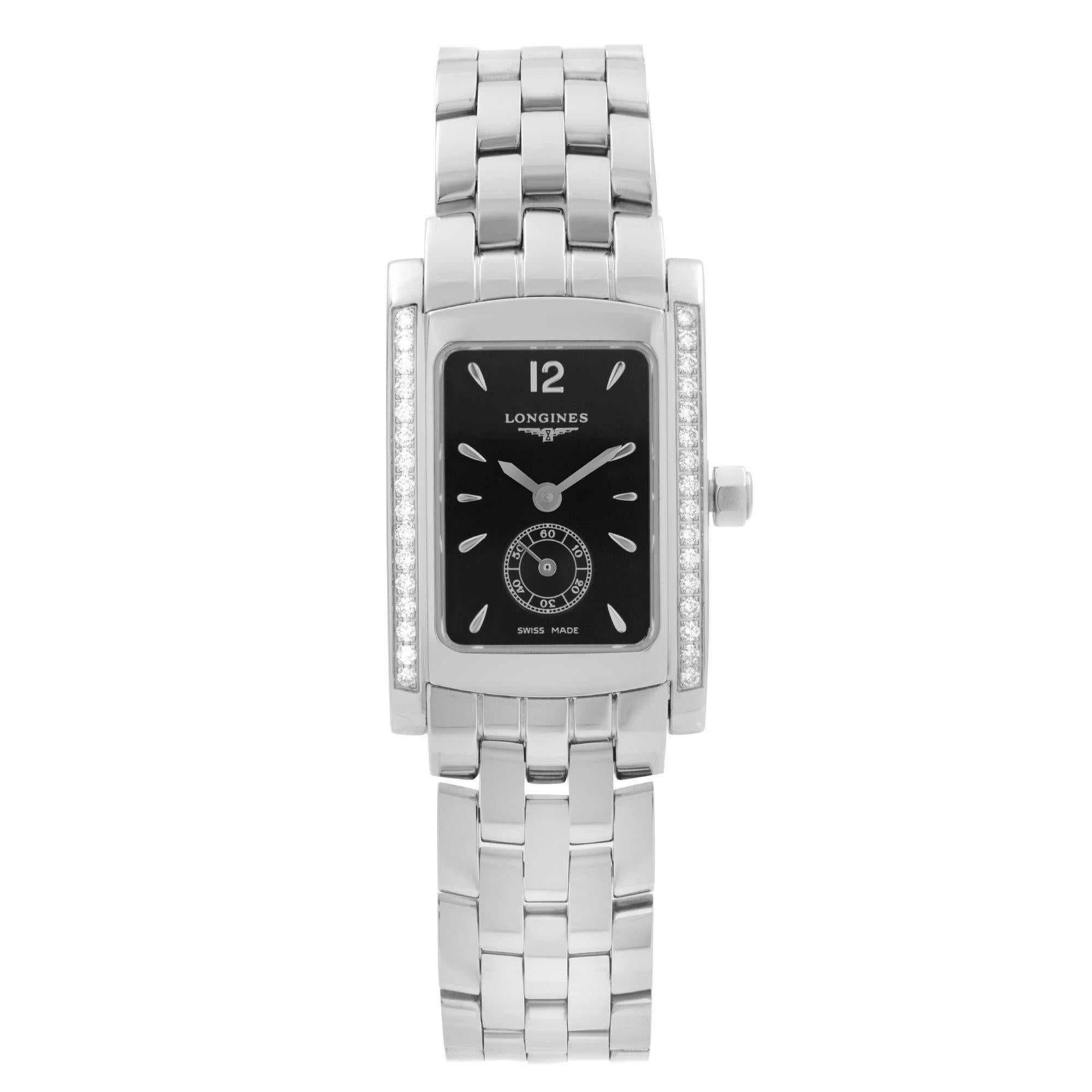 Longines DolceVita Steel Diamond Black Dial Quartz Ladies Watch L5.155.0.76.6