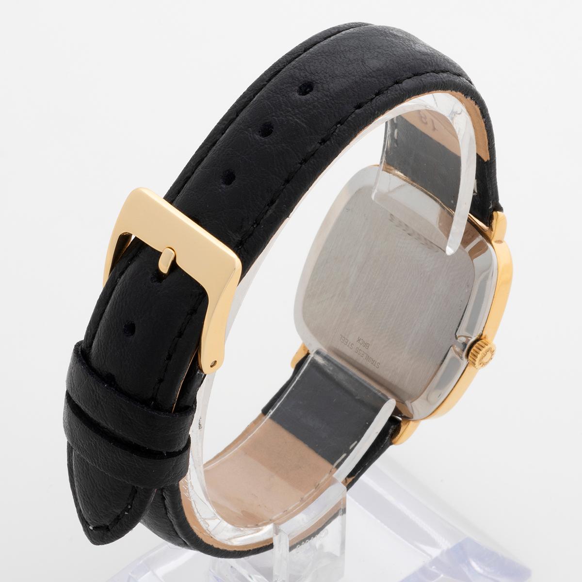 Women's or Men's Longines Dress Watch, Manual Wind, Black Gloss Dial, Single Diamond. c 1980.
