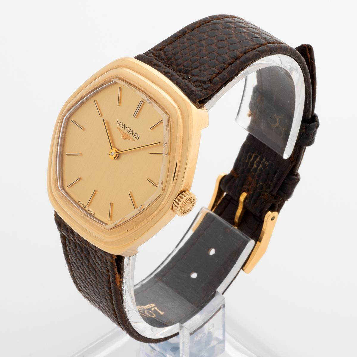 Longines Dresswatch, Gold Capped Case, Hexagonal TV Shape Dial, 17 Jewel, c1975 In Good Condition For Sale In Canterbury, England