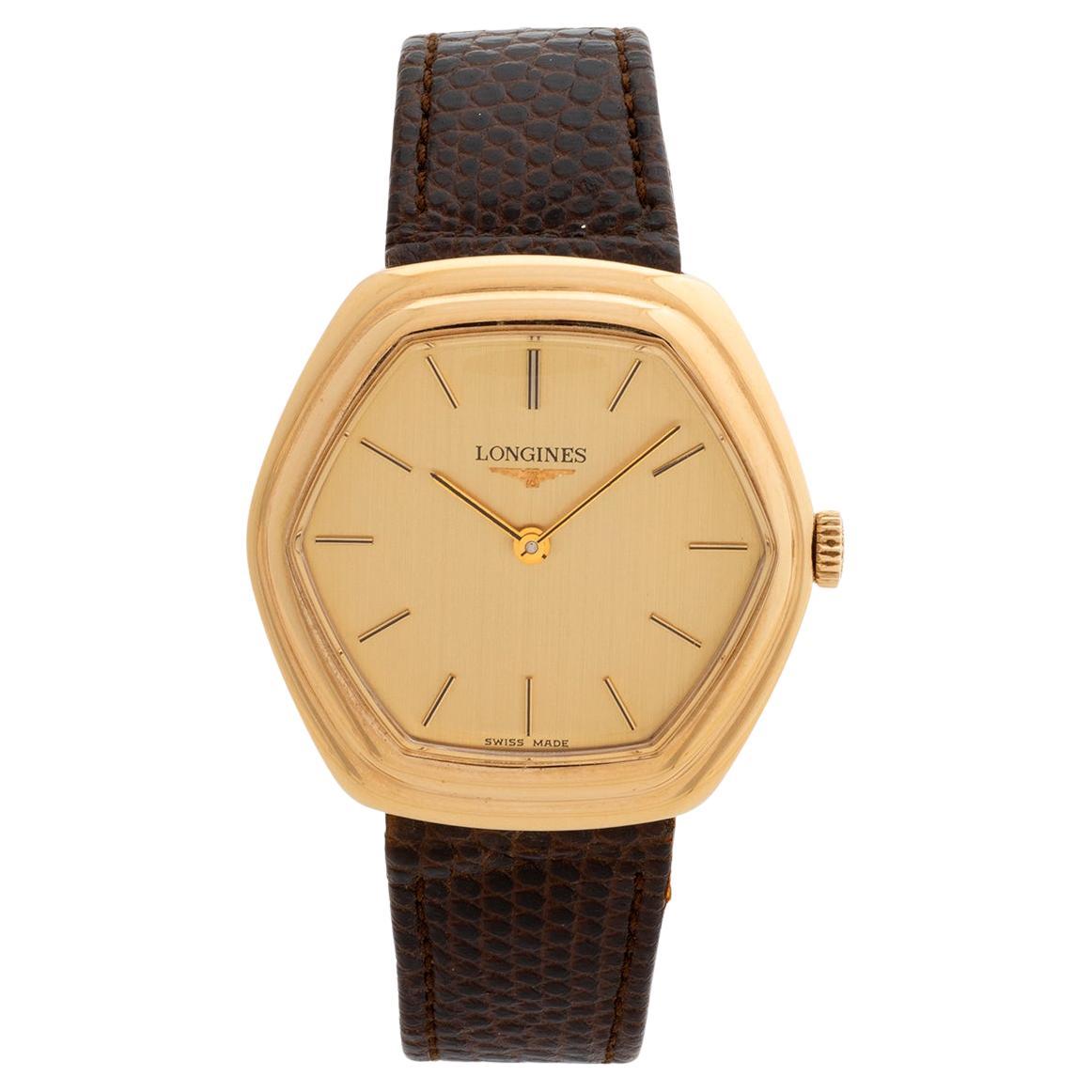 Longines Dresswatch, Gold Capped Case, Hexagonal TV Shape Dial, 17 Jewel, c1975