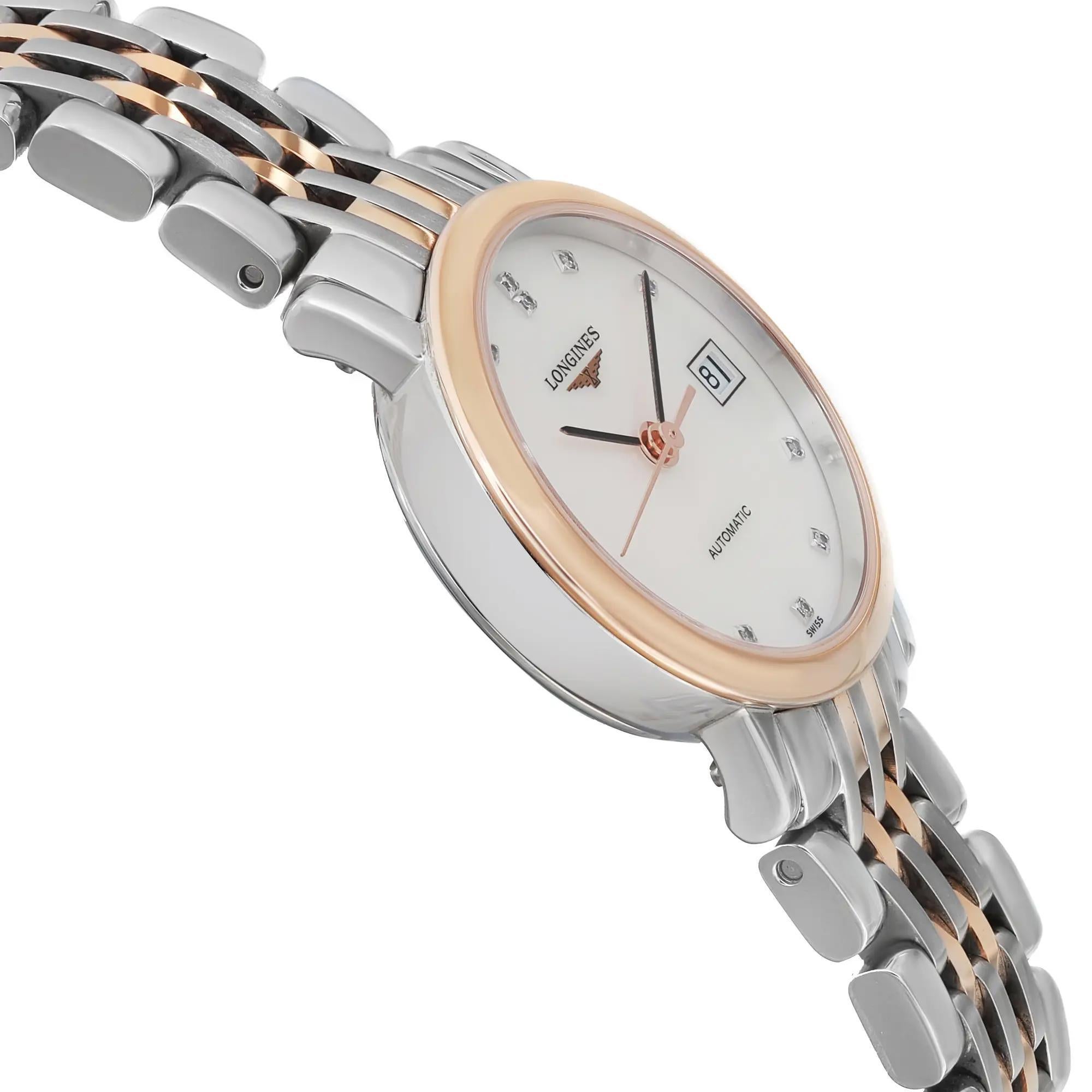 Women's Longines Elegant Two-Tone Steel MOP Diamond Dial Ladies Watch L4.309.5.87.7