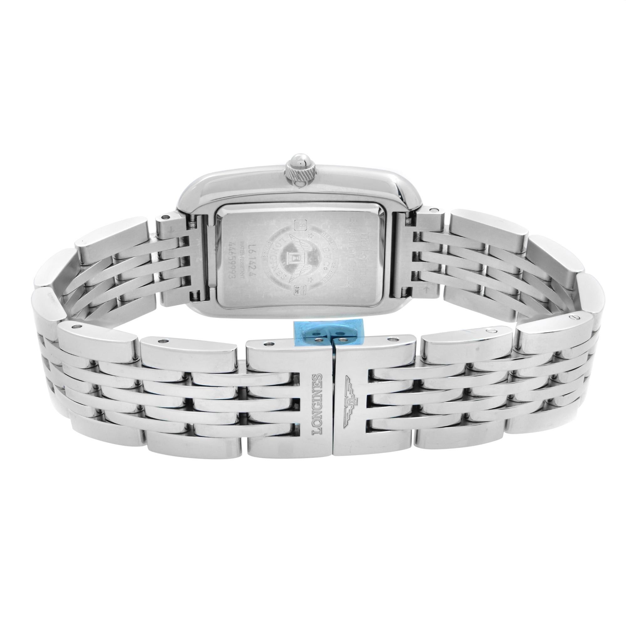 Longines Equestrian Stainless Steel White MOP Dial Ladies Watch L6.142.4.87.6 In New Condition In New York, NY
