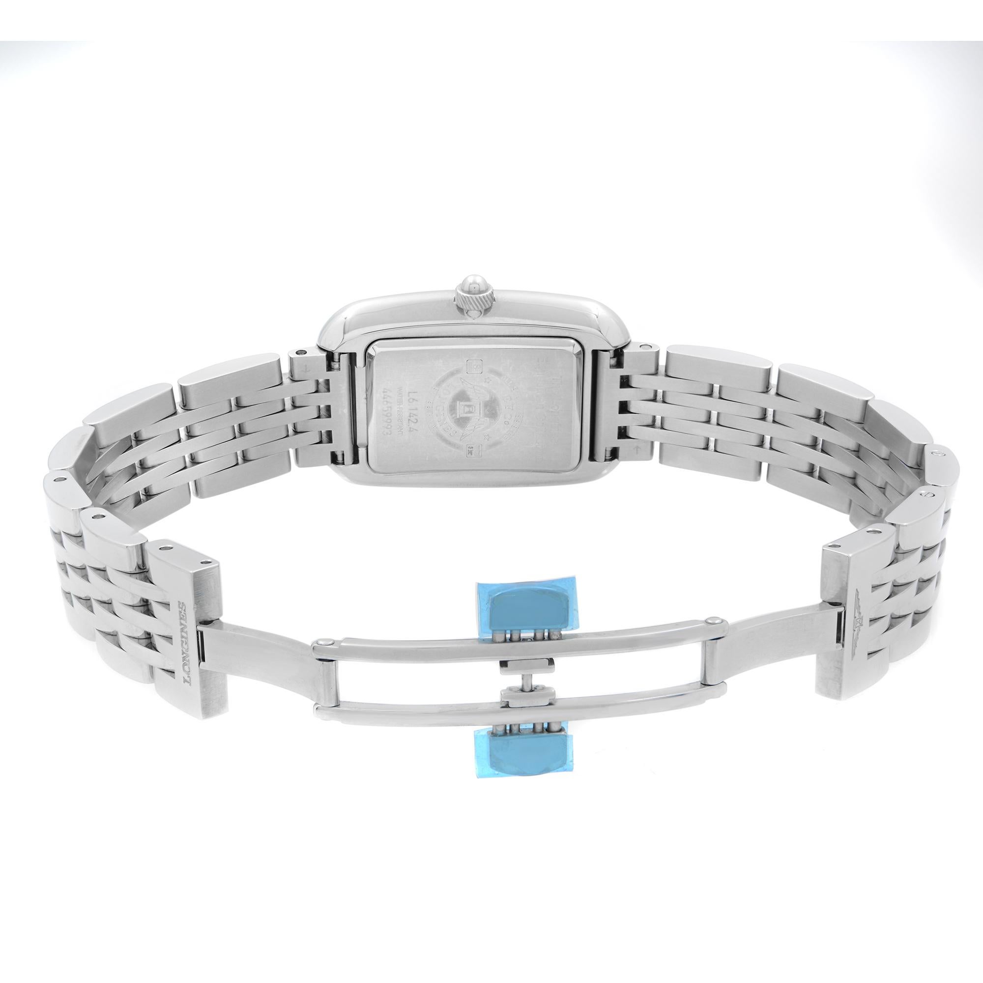 Women's or Men's Longines Equestrian Stainless Steel White MOP Dial Ladies Watch L6.142.4.87.6