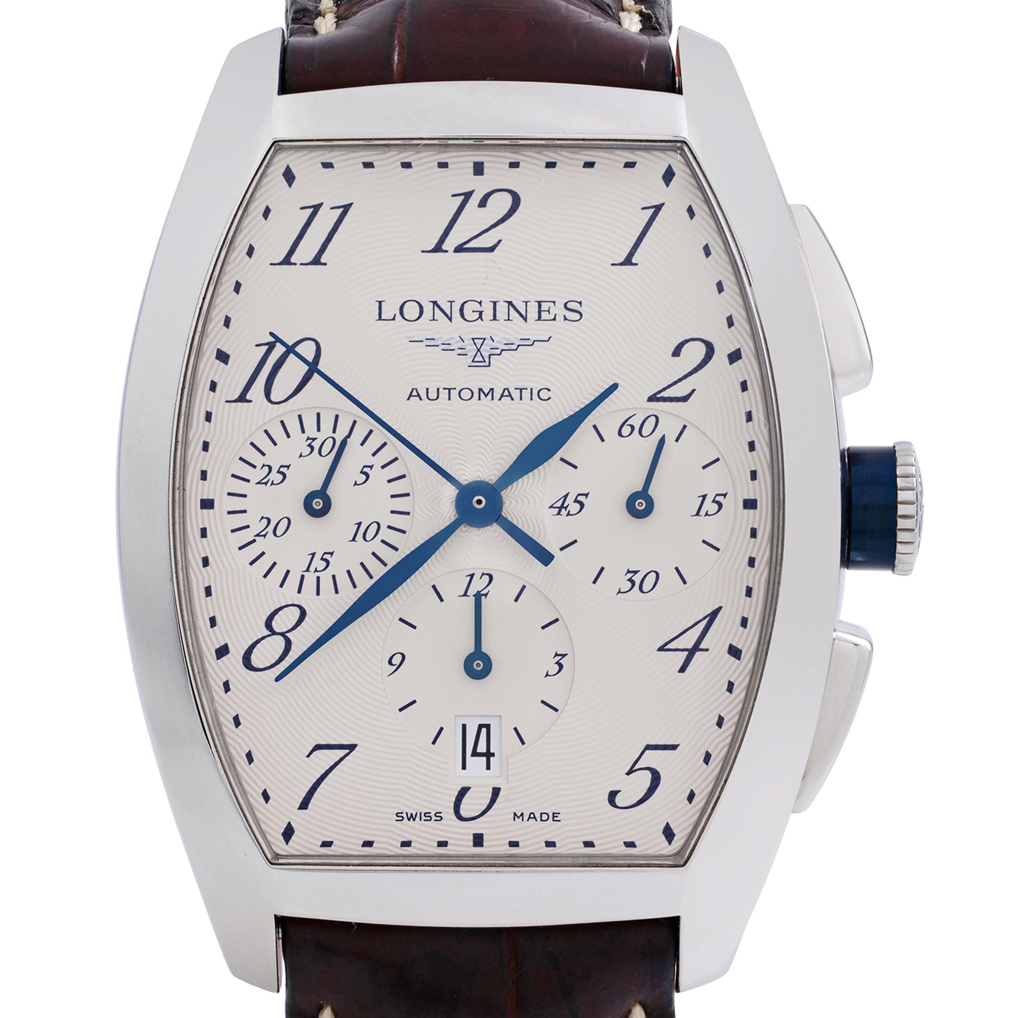 Pre-owned condition Longines Evidenza Steel Silver Guilloche Dial Automatic Men's Watch. Original box and papers are included. Covered by 1-year Chronostore Warranty. 
Details:
MSRP 3175
Brand Longines
Color Silver
Department Men
Model Number