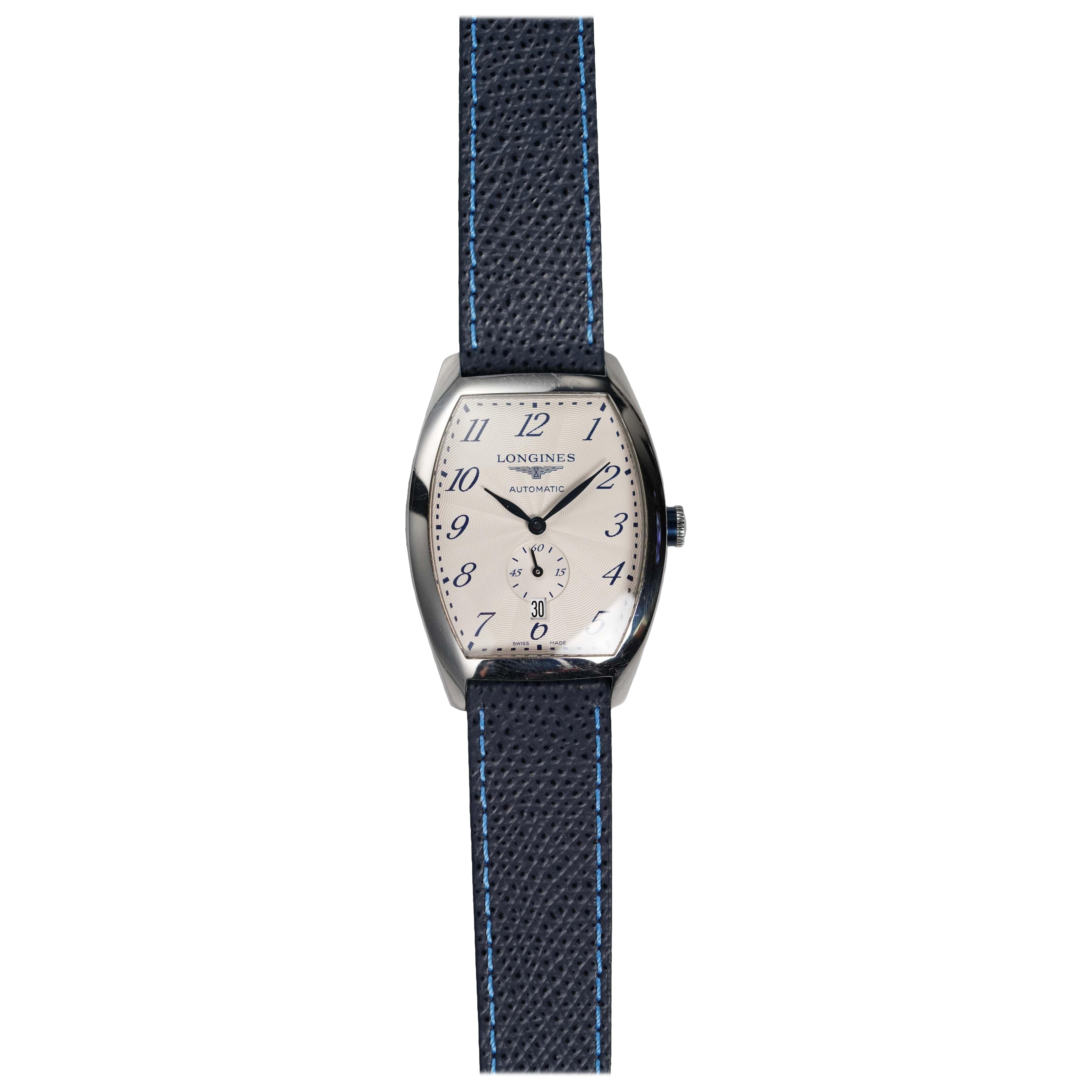 Reloj Longines Evidenza con esfera guilloché de acero inoxidable, años 1990-2000 en venta
