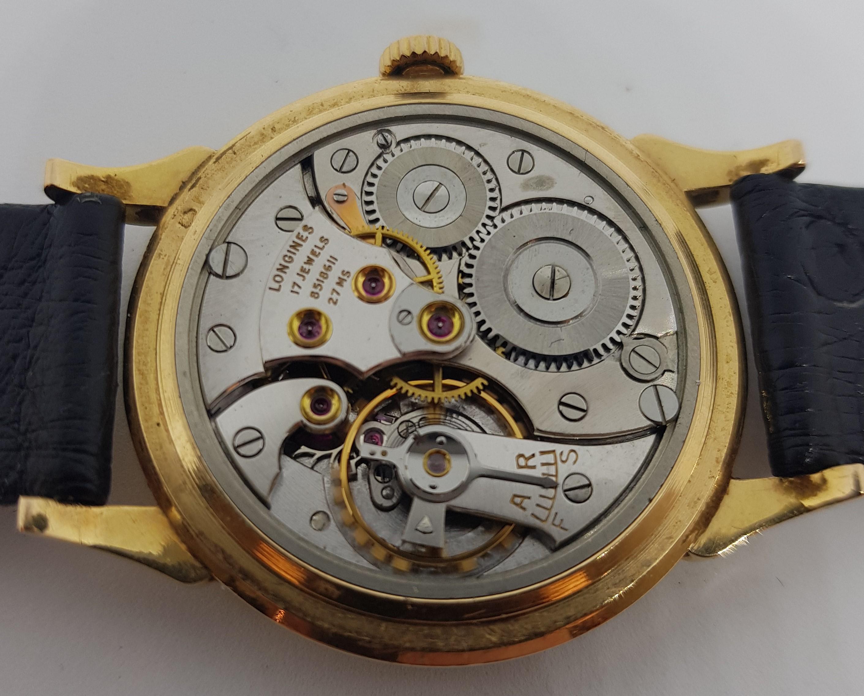 Longines Fab Suisse, 18 Karat Yellow Gold Case, Handwinding Wristwatch 12