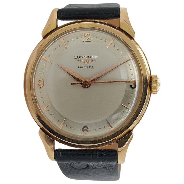 Longines Vintage 18K Rose Gold CAL.27M Wristwatch For Sale at 1stDibs