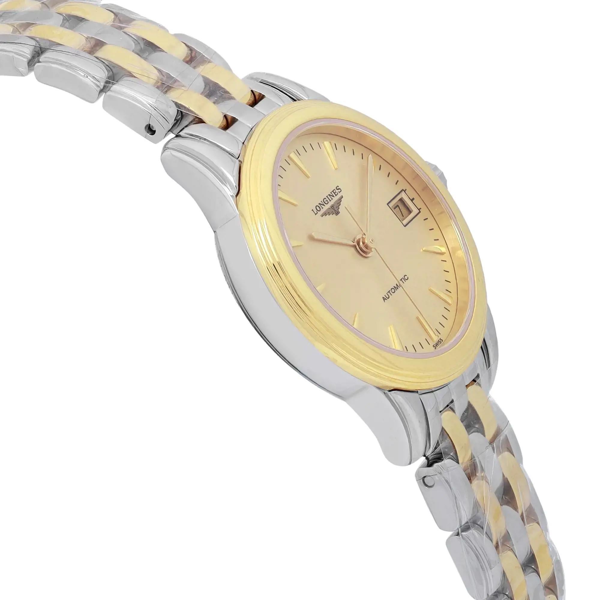 Longines Flagship 26mm Steel Champagne Dial Automatic Ladies Watch L4.274.3.32.7 In New Condition In New York, NY
