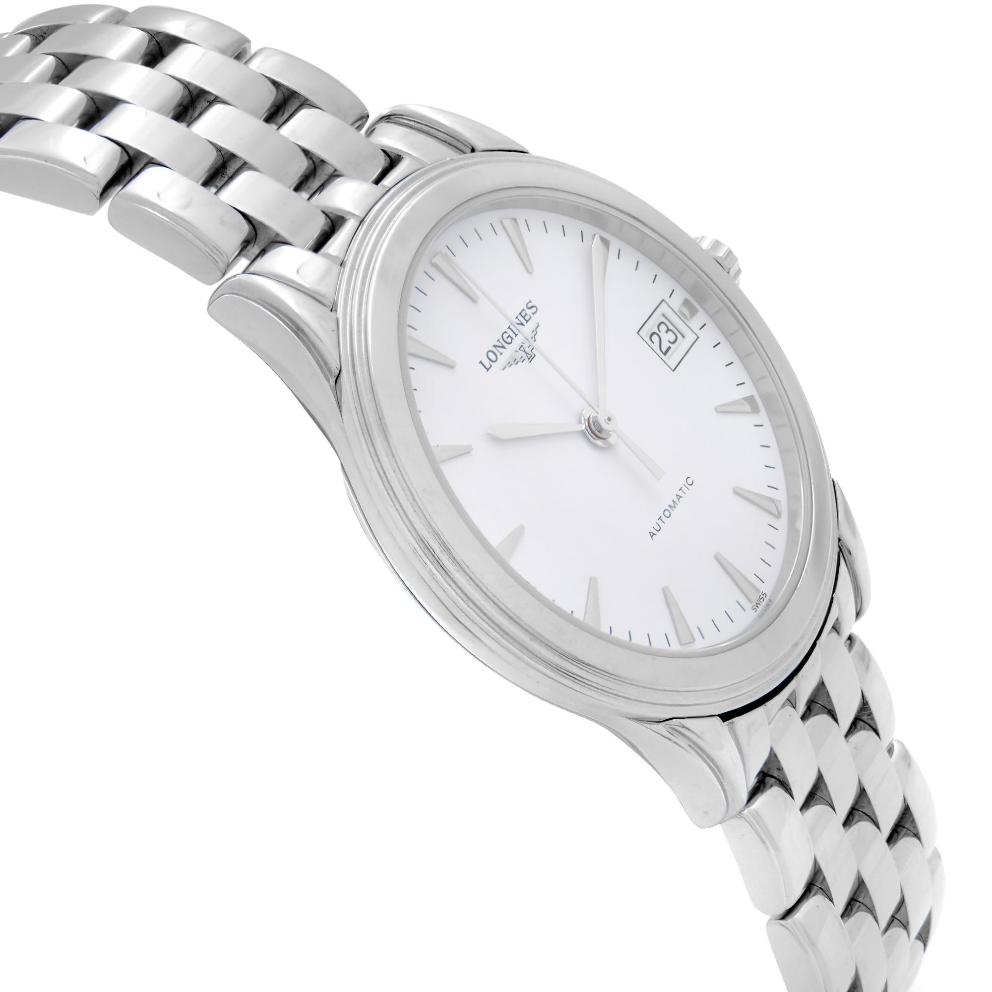 Men's Longines Flagship Stainless Steel White Dial Automatic Mens Watch L4.774.4.12.6