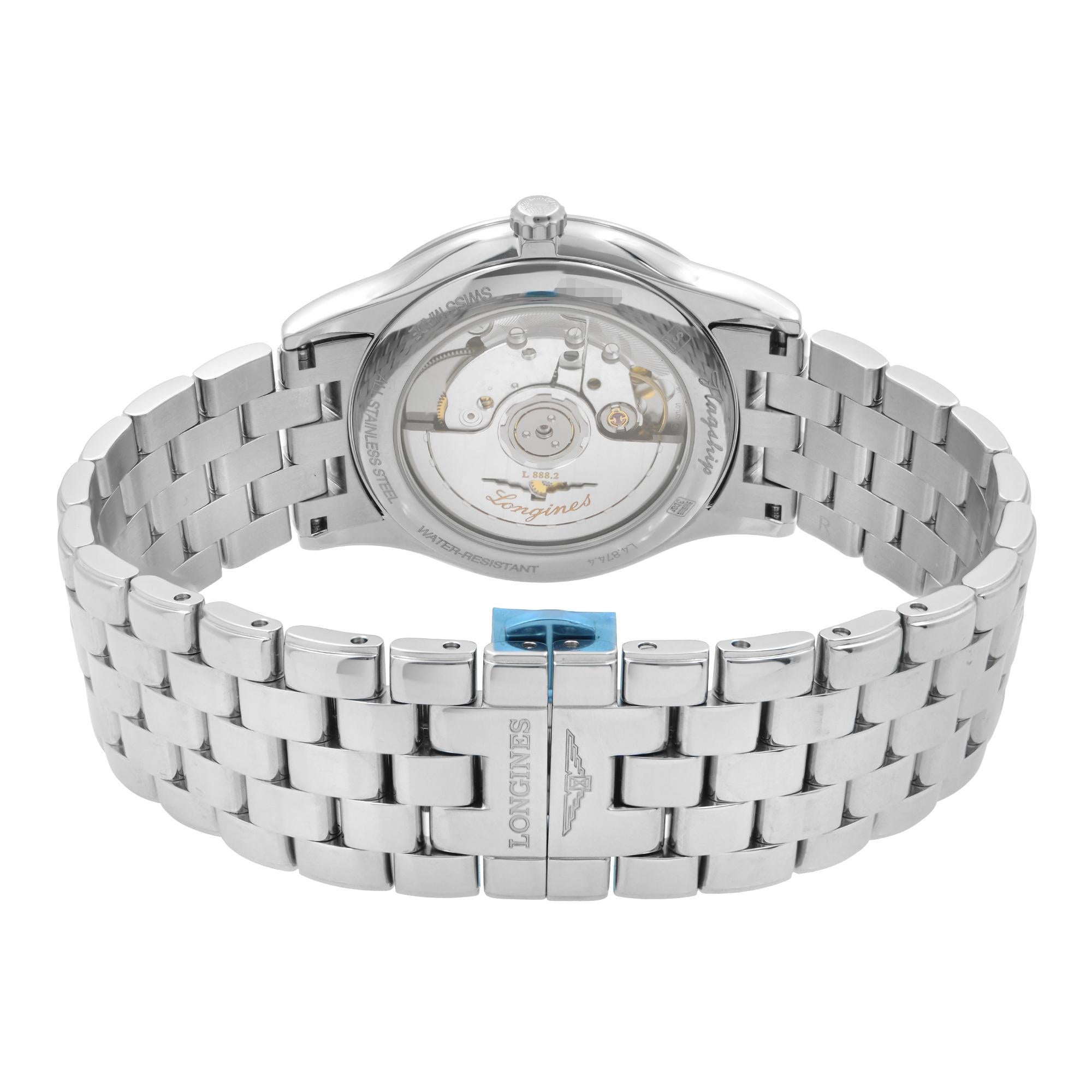 Longines Flagship Steel Black Diamond Dial Automatic Mens Watch L4.874.4.57.6 1