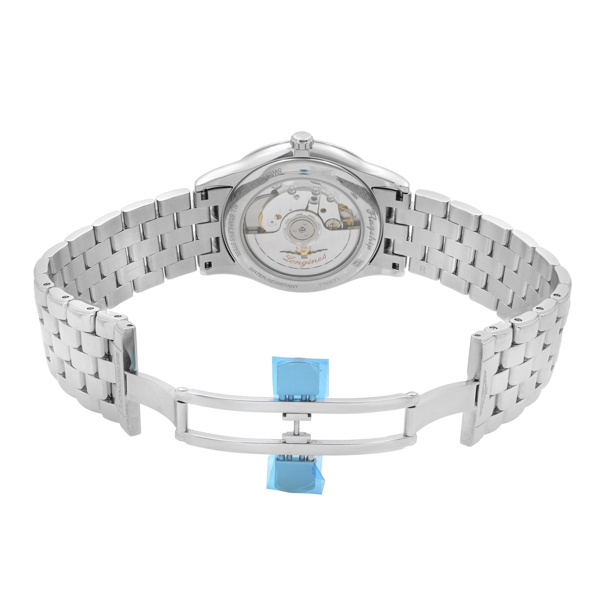 Longines Flagship Steel Black Diamond Dial Automatic Mens Watch L4.874.4.57.6 2