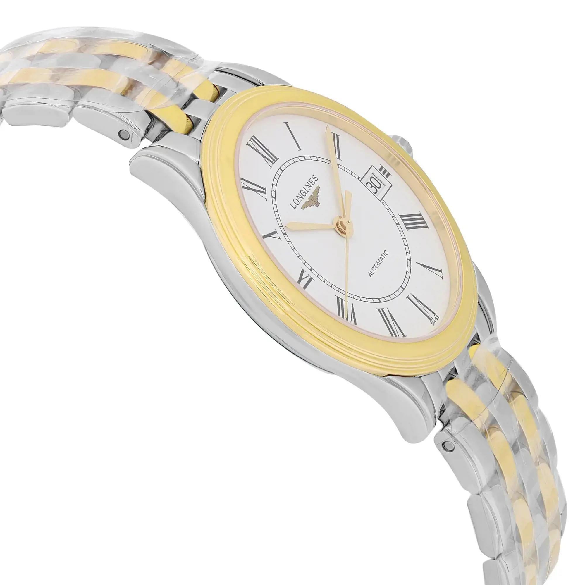 Longines Flagship Steel Two-Tone White Dial Automatic Ladies Watch L4.774.3.21.7 In New Condition In New York, NY