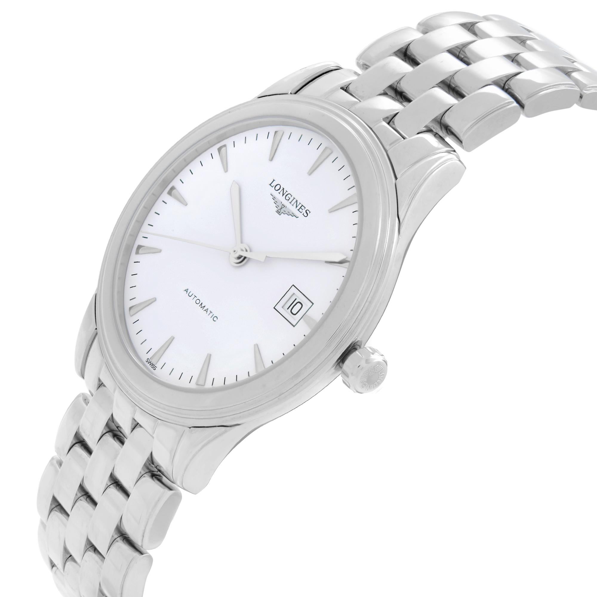Longines Flagship Steel White Dial Automatic Mens Watch L4.874.4.12.6 In New Condition In New York, NY