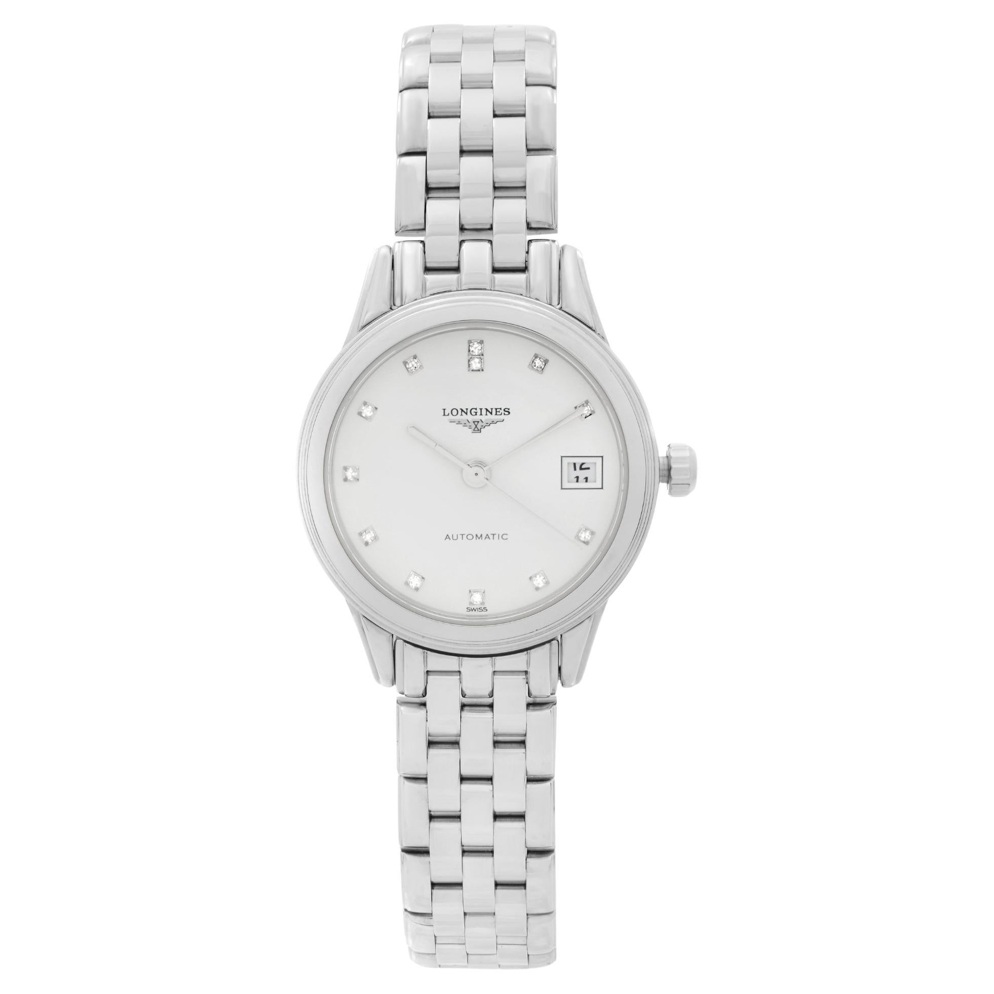Longines Flagship Steel White Diamond Dial Automatic Ladies Watch L4.274.4.27.6
