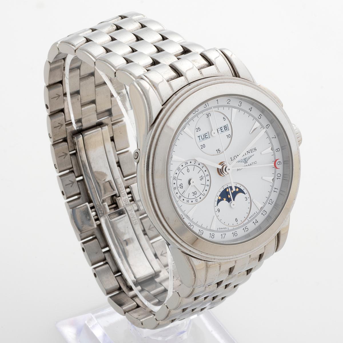 Longines Flagship Triple Date Moonphase, Ref L47504146, Box & Papiere im Zustand „Gut“ in Canterbury, England
