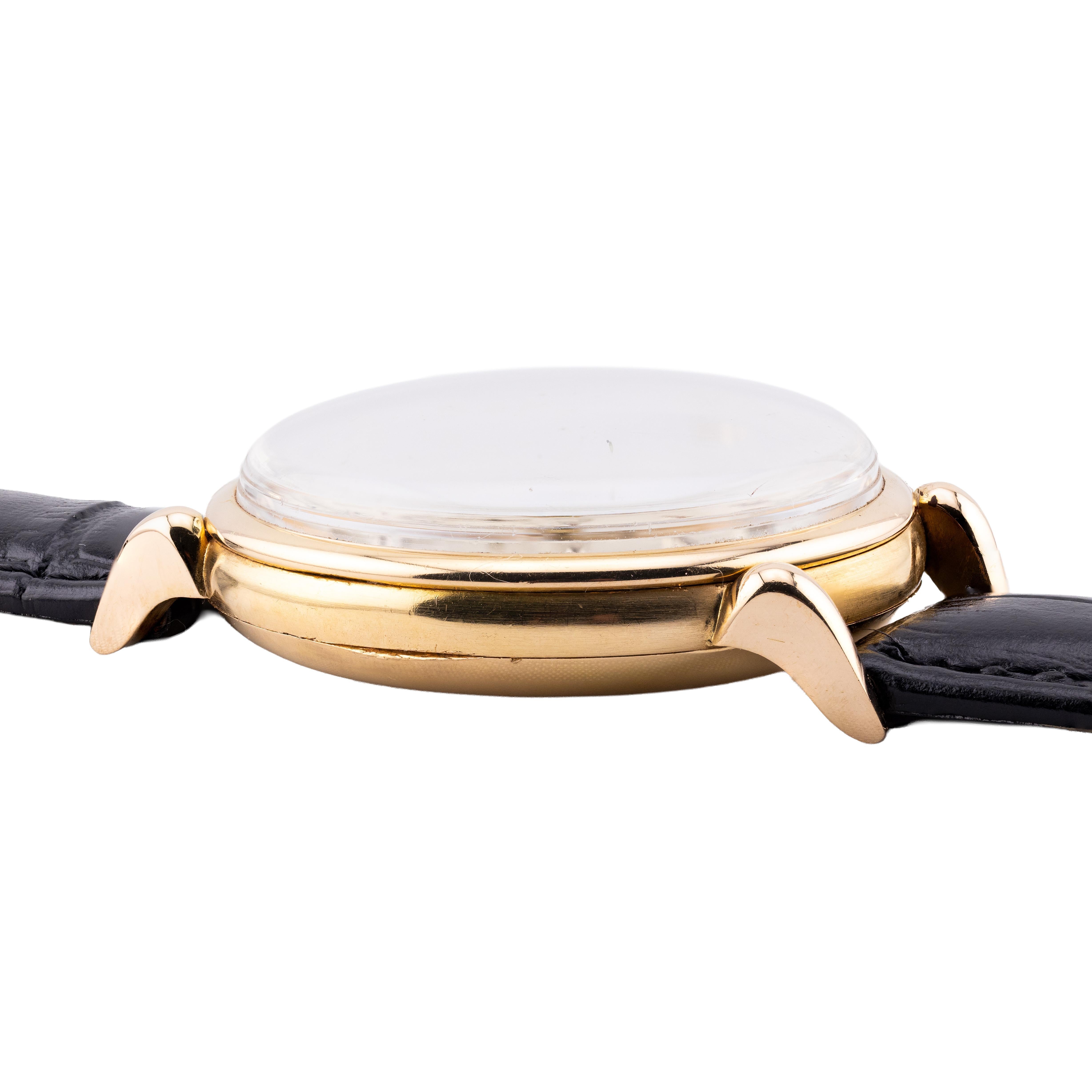 Longines Flyback Chronograph Cal 30CH 18 Karat Rose Gold Circa 1947 Oversize In Excellent Condition For Sale In Boston, MA