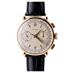 Longines Flyback Chronograph Cal 30CH 18 Karat Rose Gold Circa 1947 Oversize