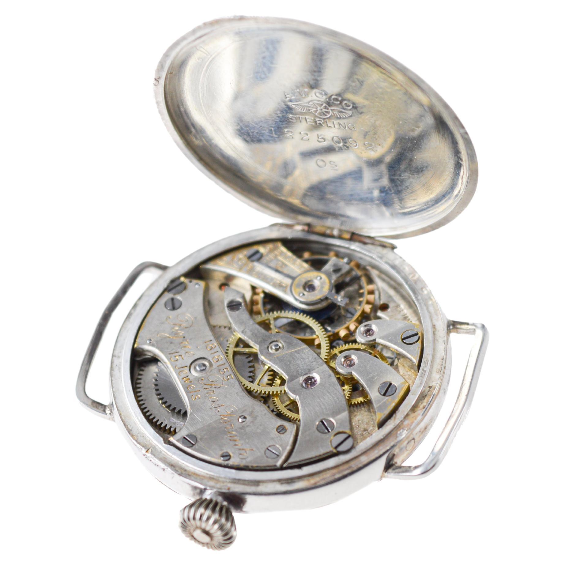Longines pour Ryrie Bros, Toronto, Canada, trench-montre en argent sterling de 1906 en vente 6