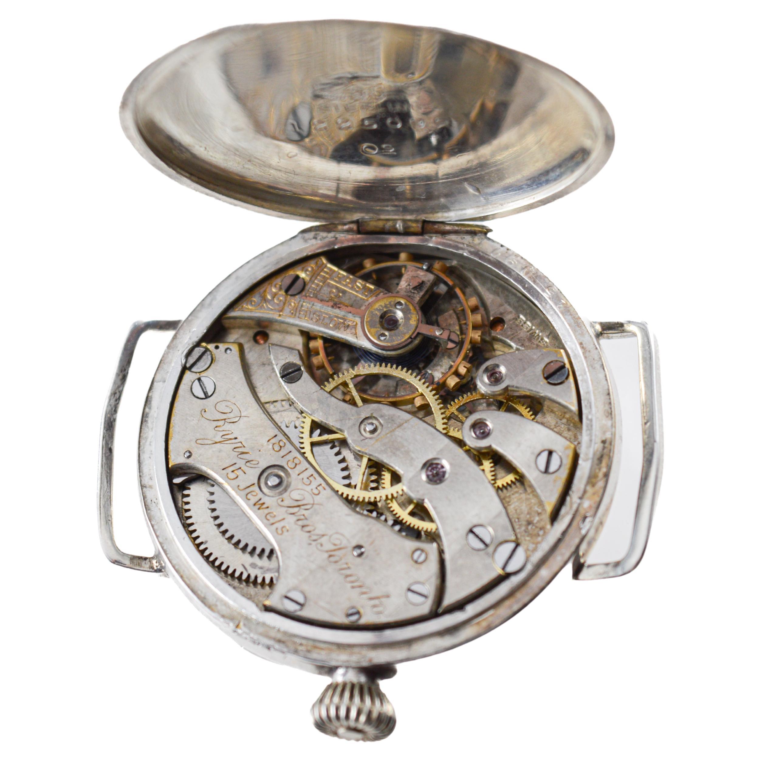 Longines pour Ryrie Bros, Toronto, Canada, trench-montre en argent sterling de 1906 en vente 7