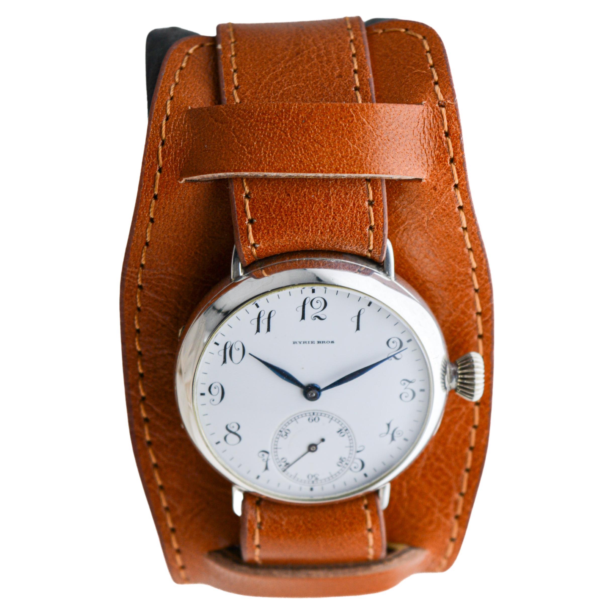 Longines pour Ryrie Bros, Toronto, Canada, trench-montre en argent sterling de 1906 Excellent état - En vente à Long Beach, CA