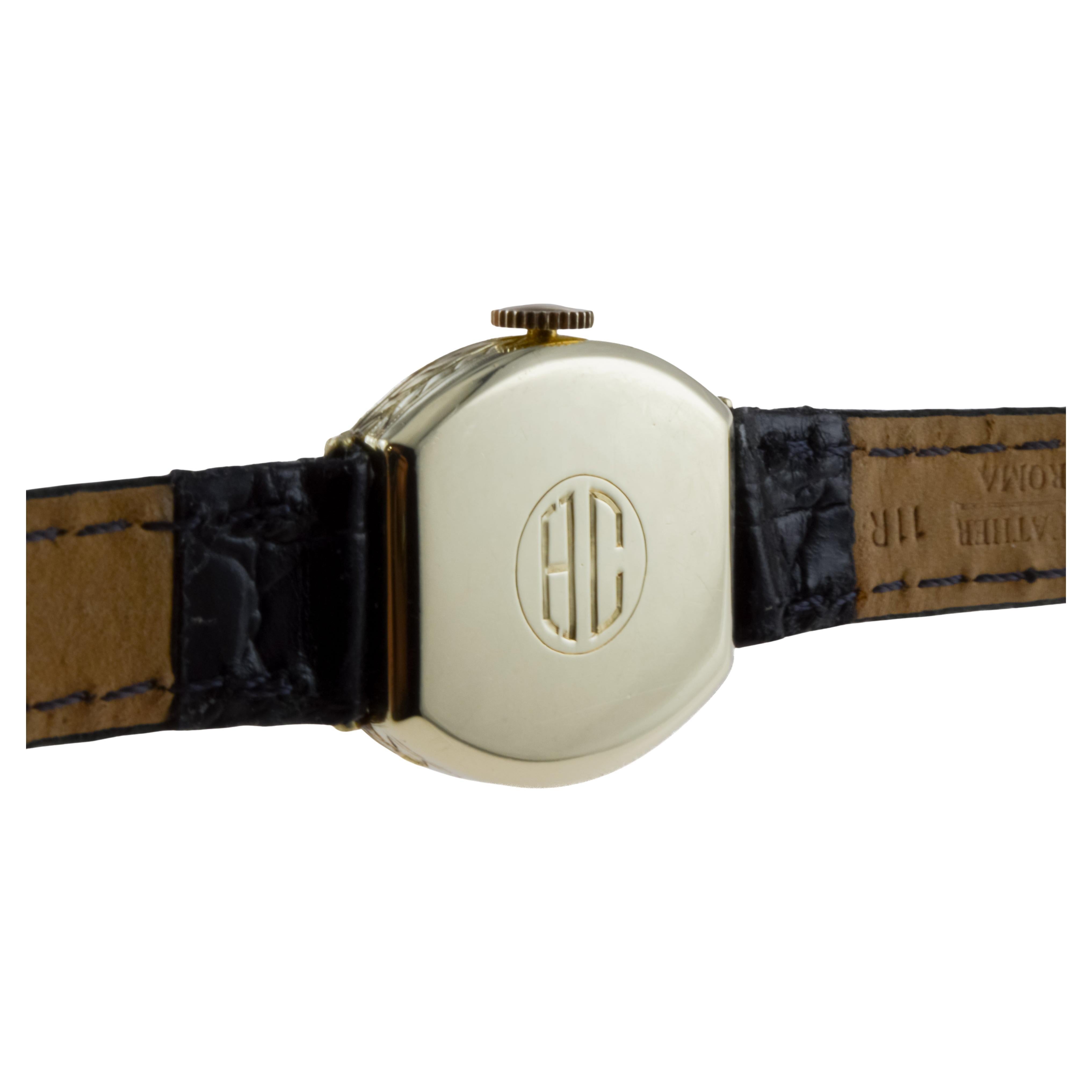 Longines for Tiffany & Co. 14Kt Solid Gold Ladies Art Deco Watch circa 1919 For Sale 7